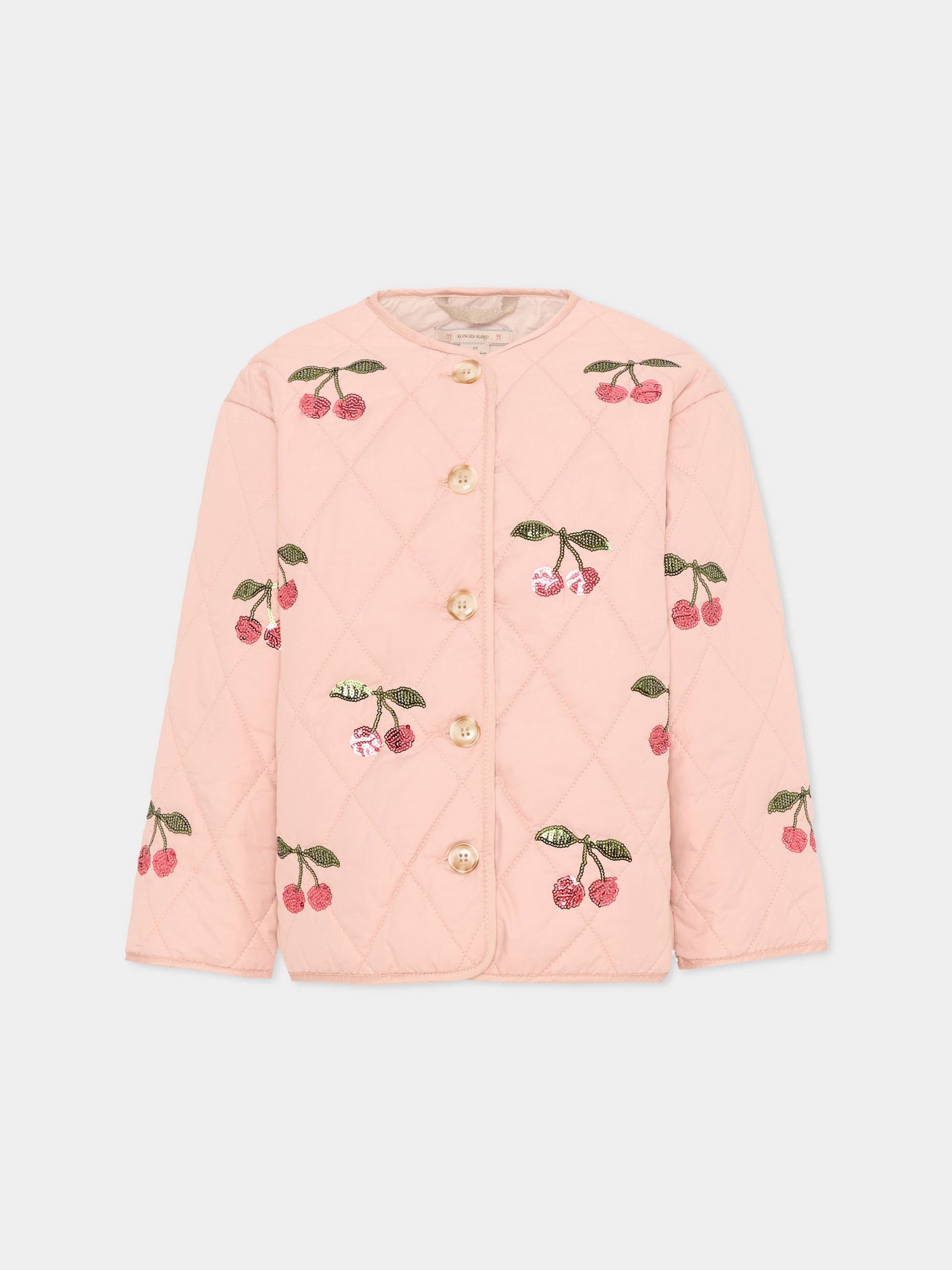 Giubbotto rosa per bambina con ciliegie,Konges Sløjd,KS104811 MA GRANDE CERISE