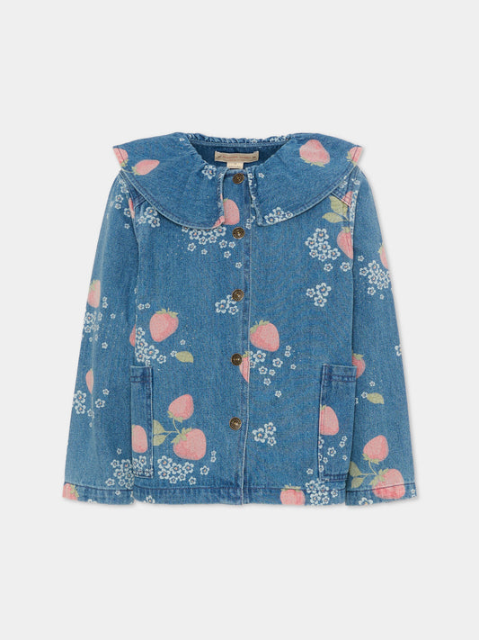 Giubbotto di jeans per bambina con fragole,Konges Sløjd,KS104968 MARMELADE SUN