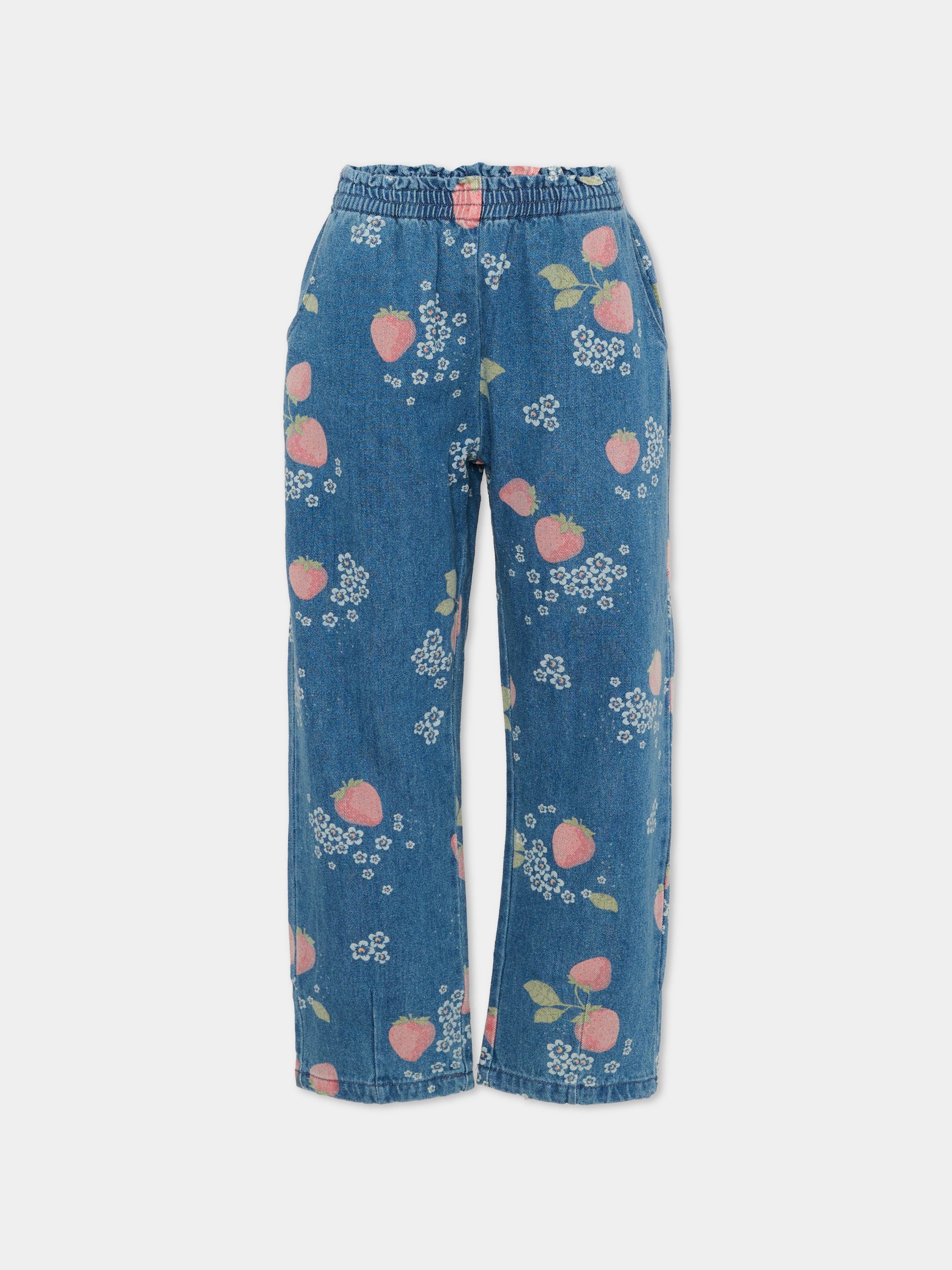Jeans denim per bambina con fragole,Konges Sløjd,KS104970 MARMELADE SUN