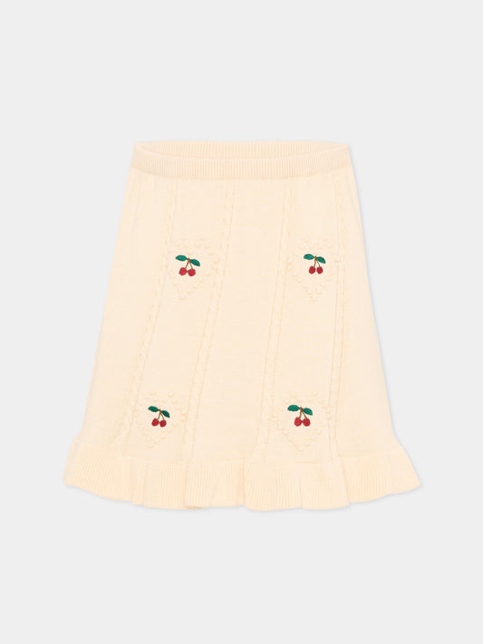 Gonna avorio per bambina con ciliegie,Konges Sløjd,KS105084 PEARLED IVORY