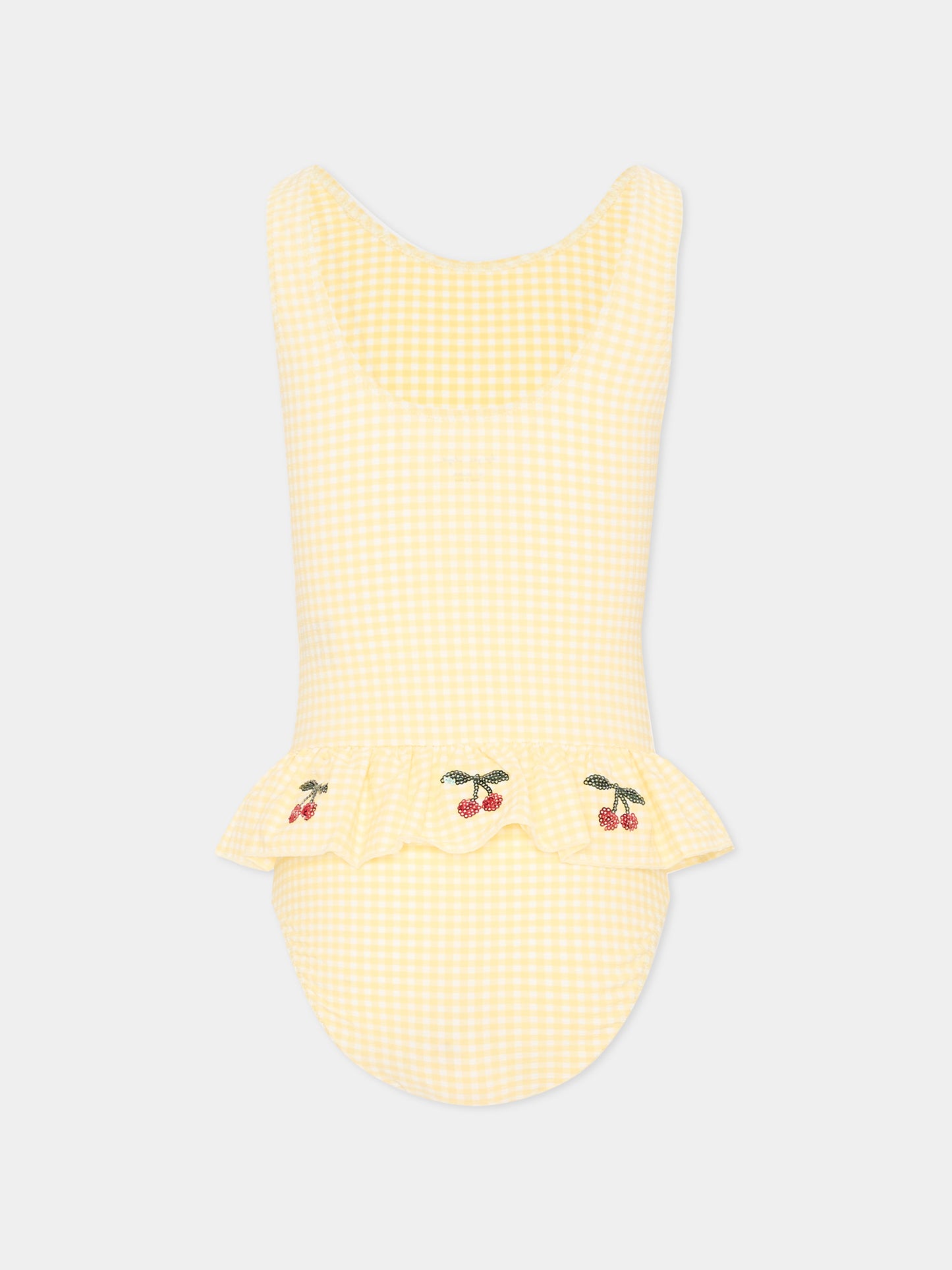 Costume intero multicolor Etta per bambina con ciliegie,Konges Sløjd,KS104790 BANANA ALMOND CHECK