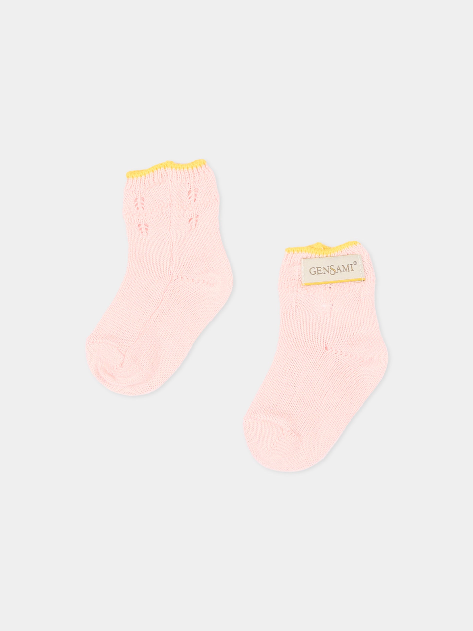 Calzini rosa per neonata con logo,Gensami,BOOT-ZIGRAY-CO BABY PINK