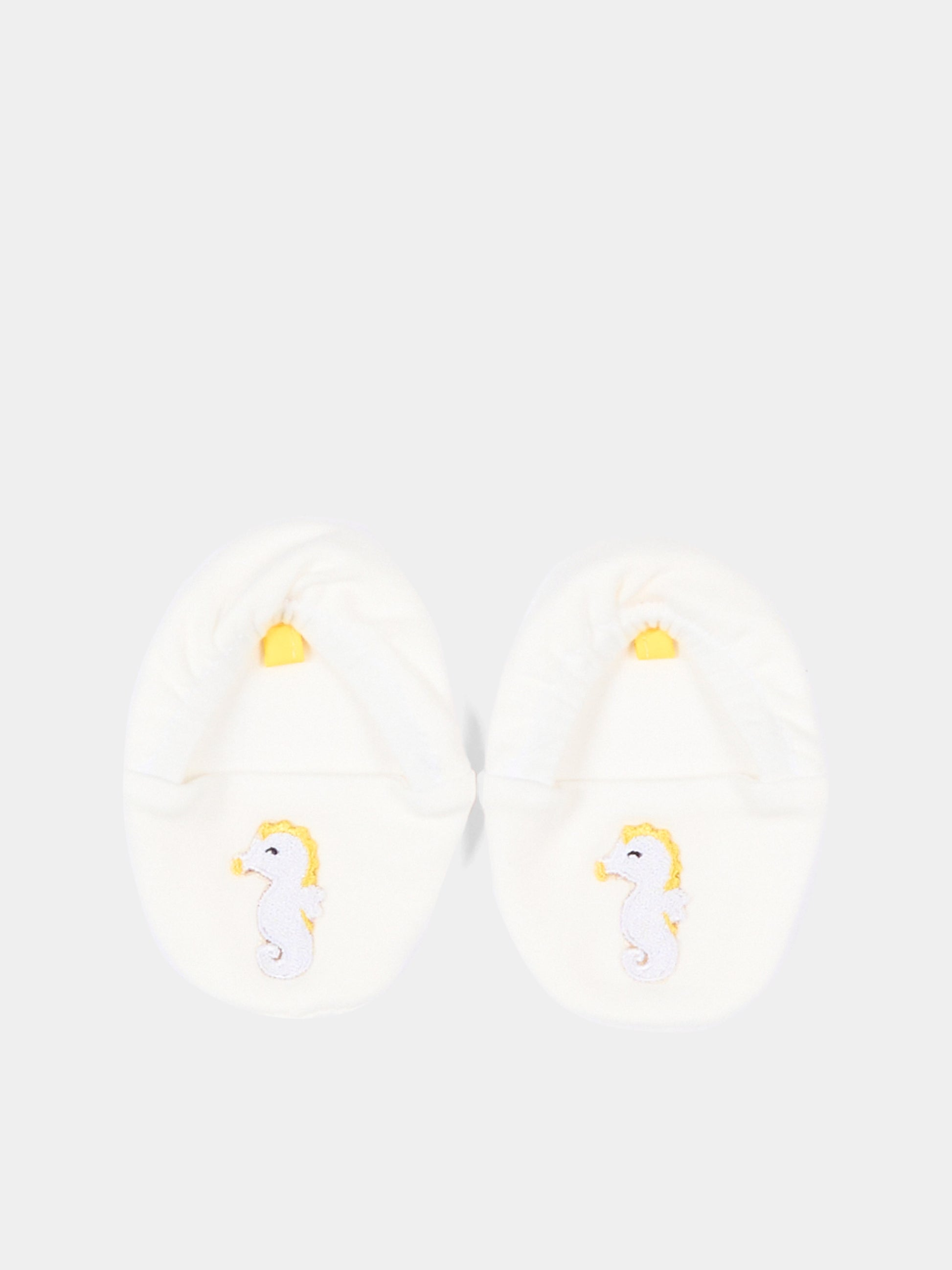 Babbucce avorio per neonato con cavalluccio marino,Gensami,BOOT-SEAHORSE-J OFF WHITE