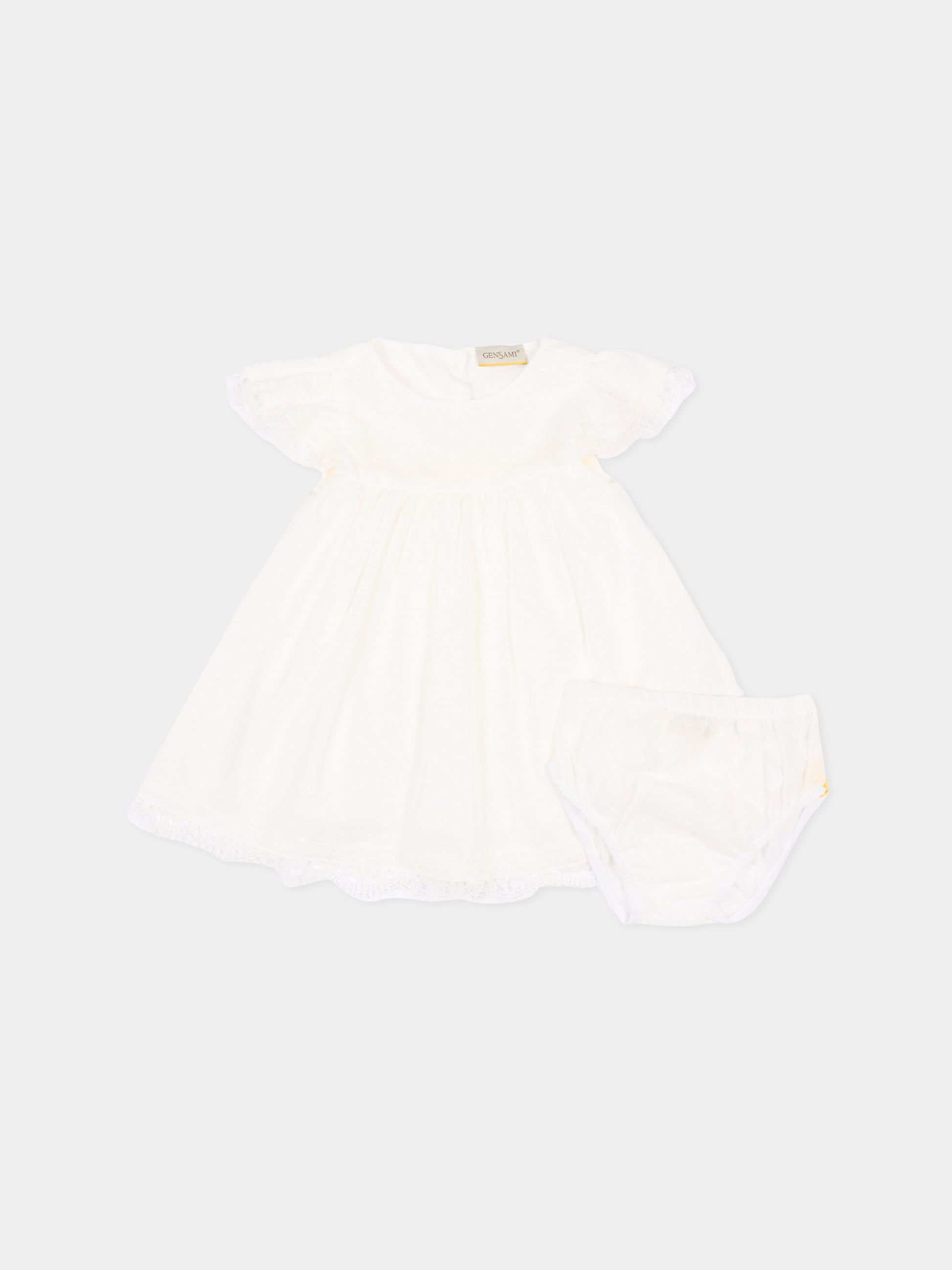 Completo elegante avorio per neonata con pizzo,Gensami,BL-PLUM-F-CO OFF WHITE