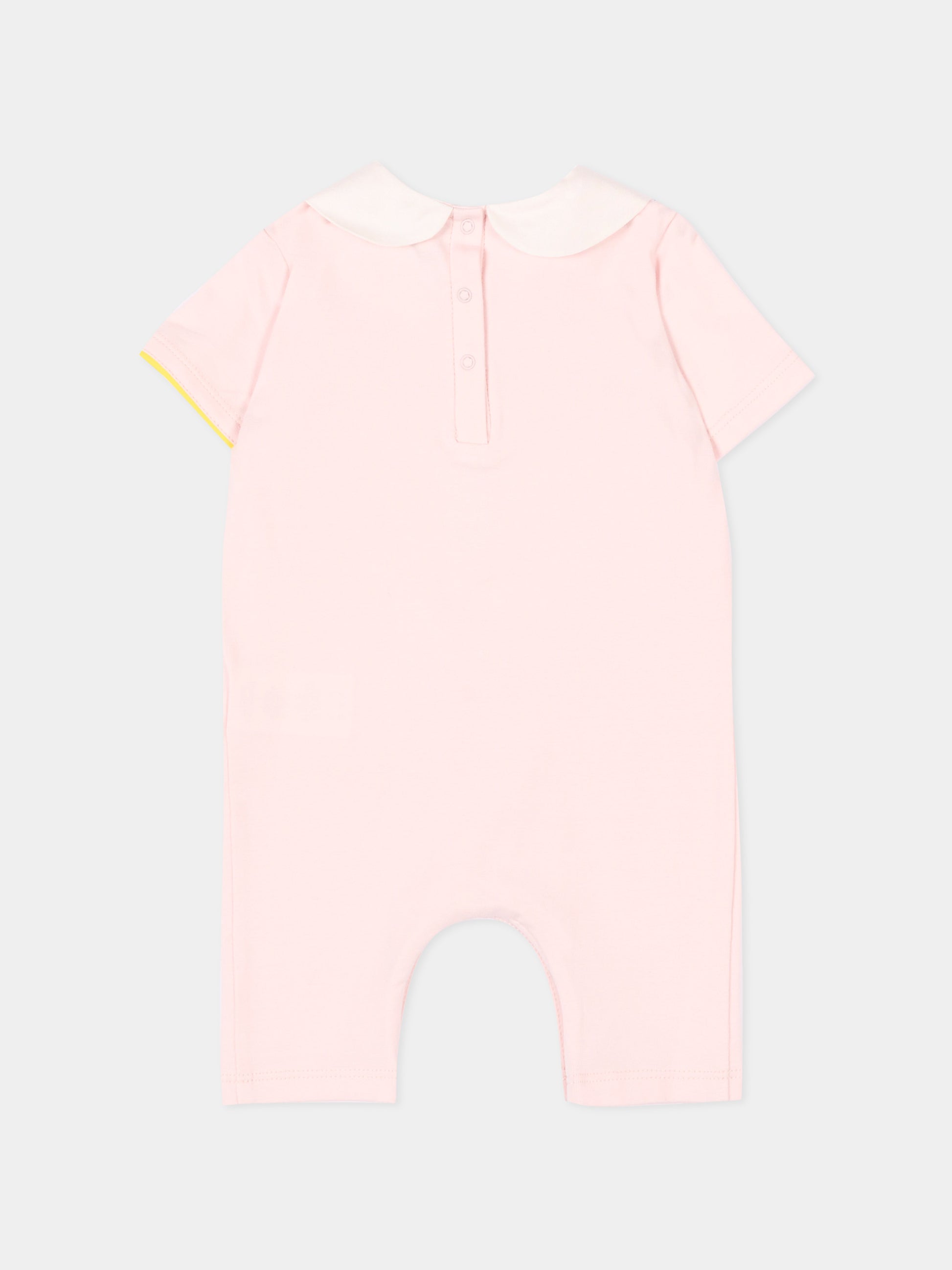 Pagliaccetto rosa per neonata con ricamo alpaca,Gensami,ROSHORT-ALP-J LIGHT PINK