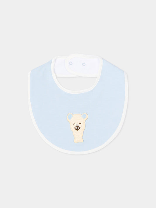Bavaglino celeste con ricamo alpaca,Gensami,BIB-ALP-J LIGHT BLUE