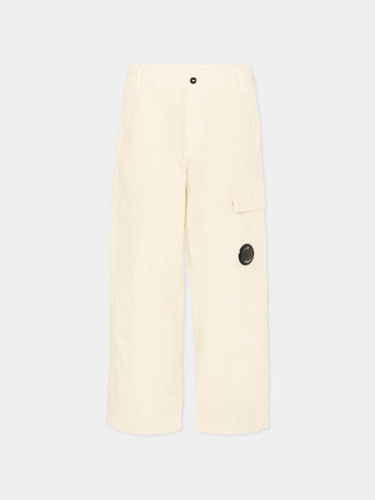 Pantaloni beige per bambino con lente,C. P. Company,CUP014-LLC05 10203