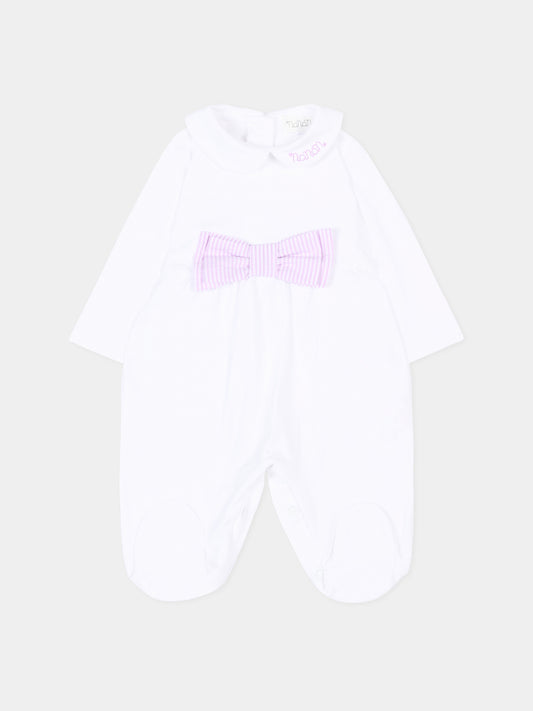 Tutina bianca per neonata con fiocco,Nanán,E26473L