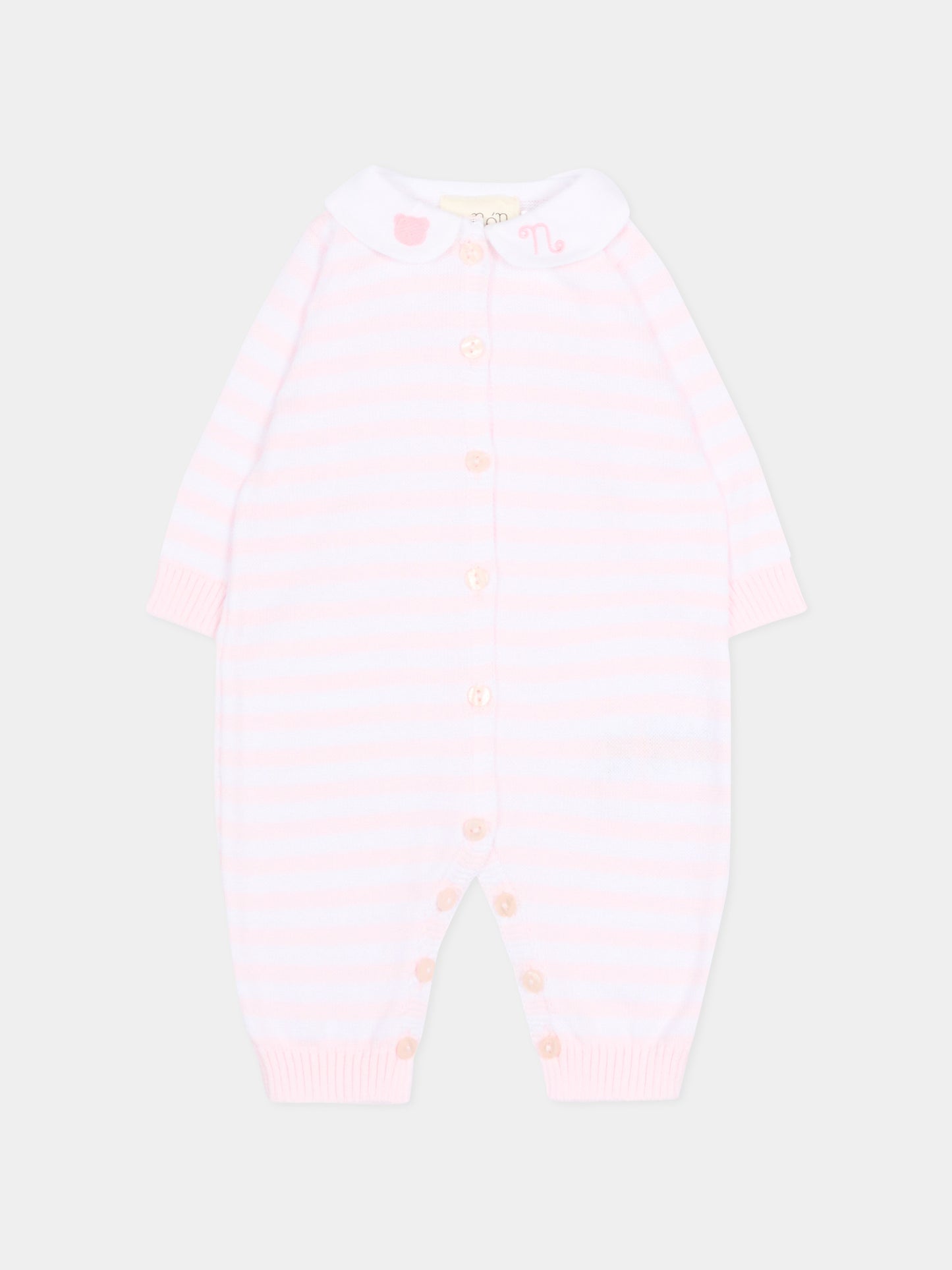 Tutina rosa a righe per neonata,Nanán,E26003R