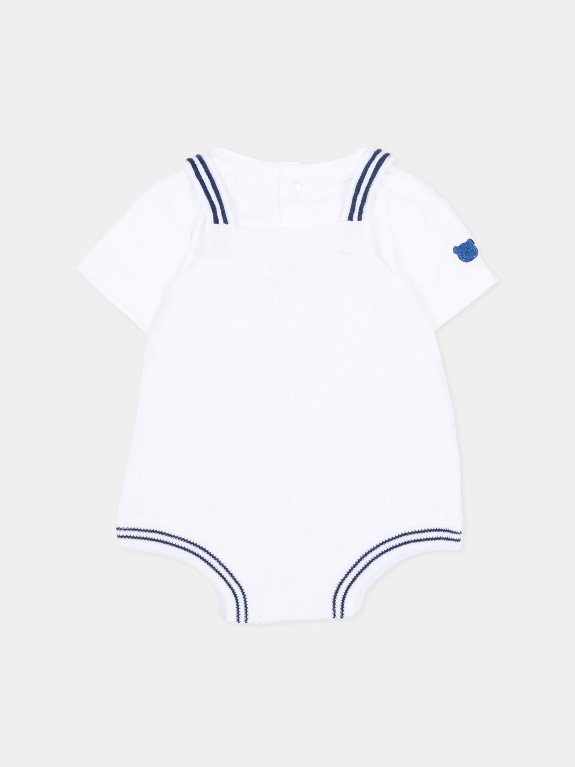 Salopette bianca per neonati rigata,Nanán,E26004B