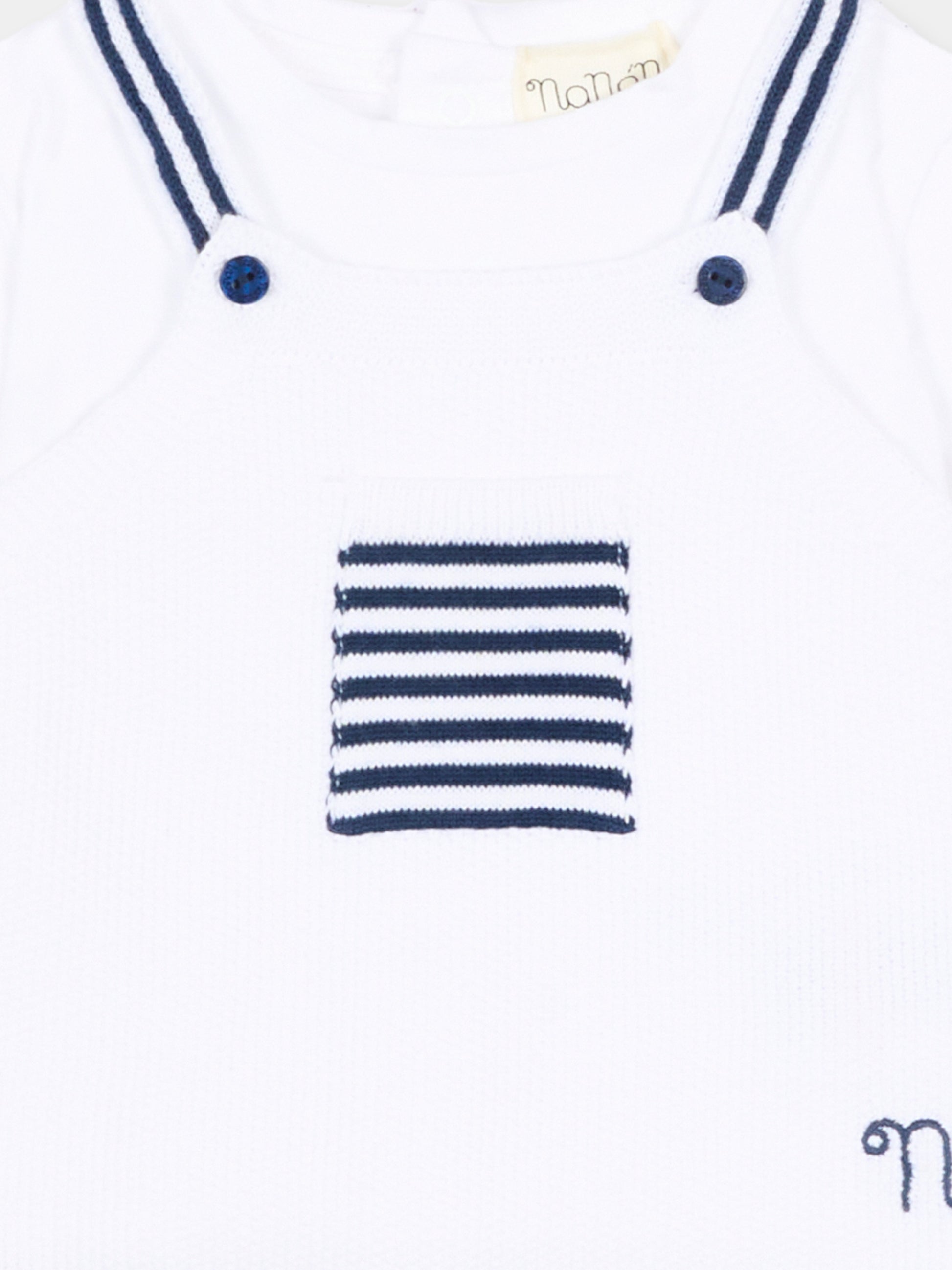 Salopette bianca per neonati rigata,Nanán,E26004B