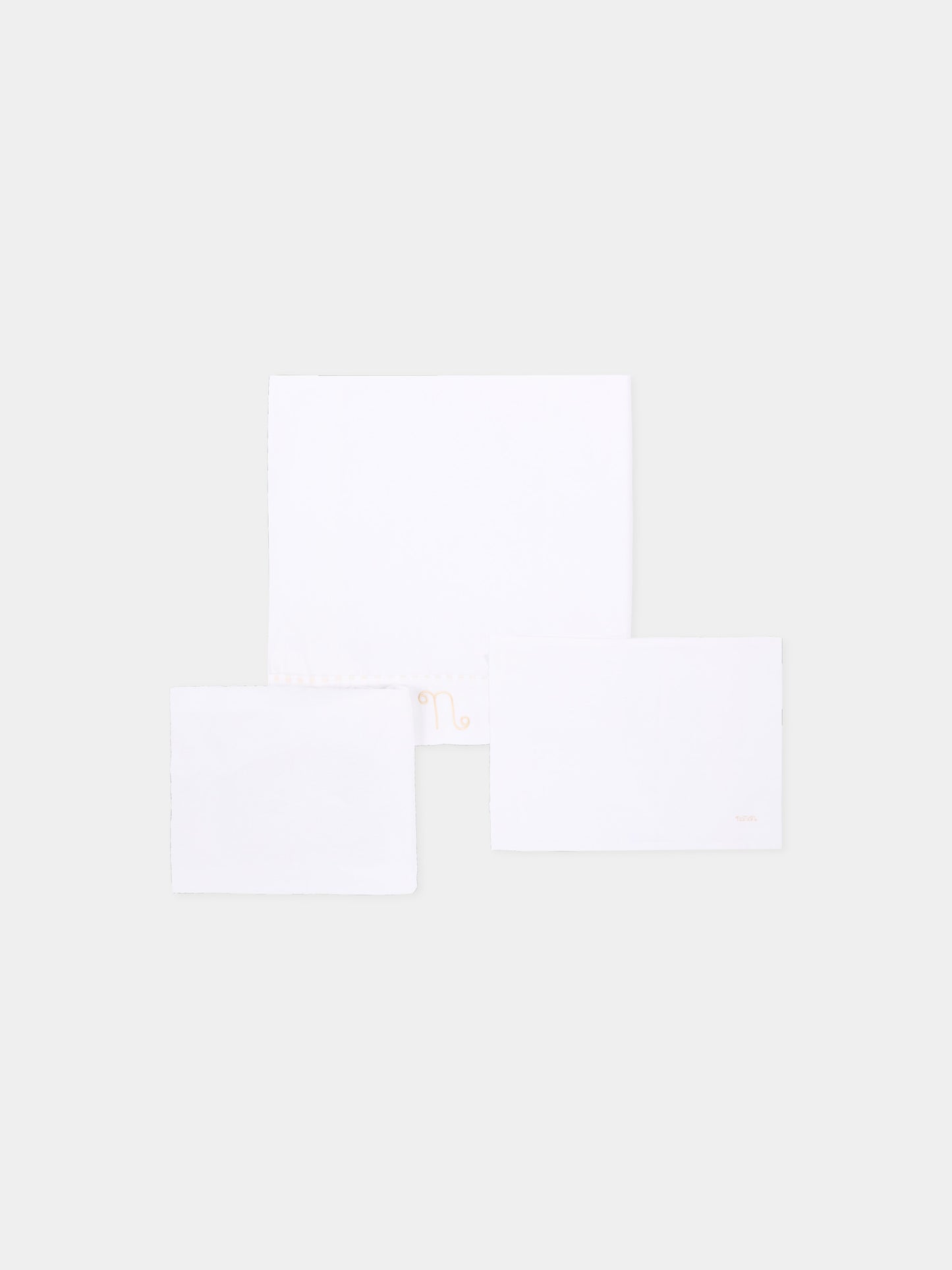 Lenzuola bianche per neonati con profili beige,Nanán,E26407BE