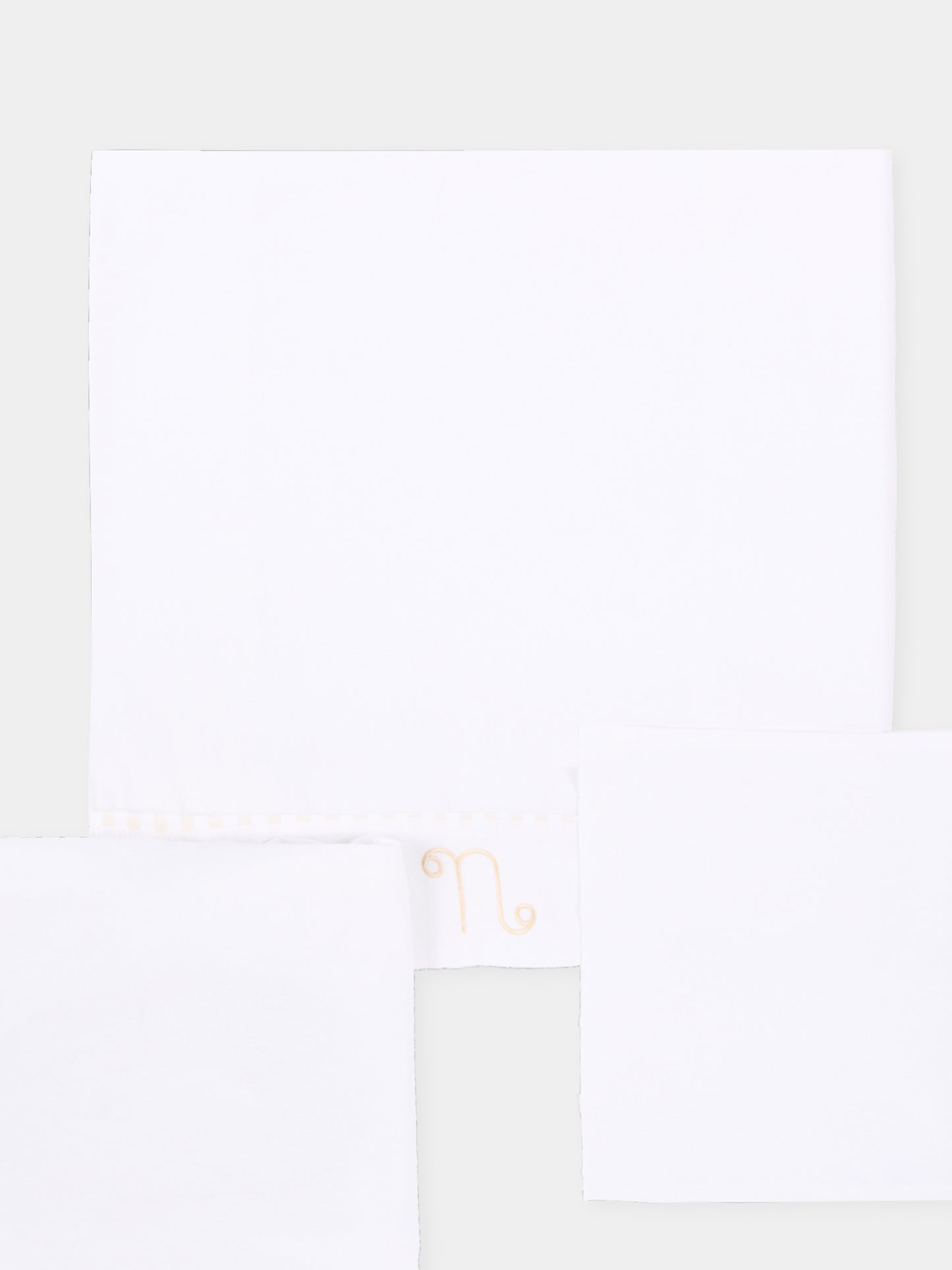 Lenzuola bianche per neonati con profili beige,Nanán,E26407BE