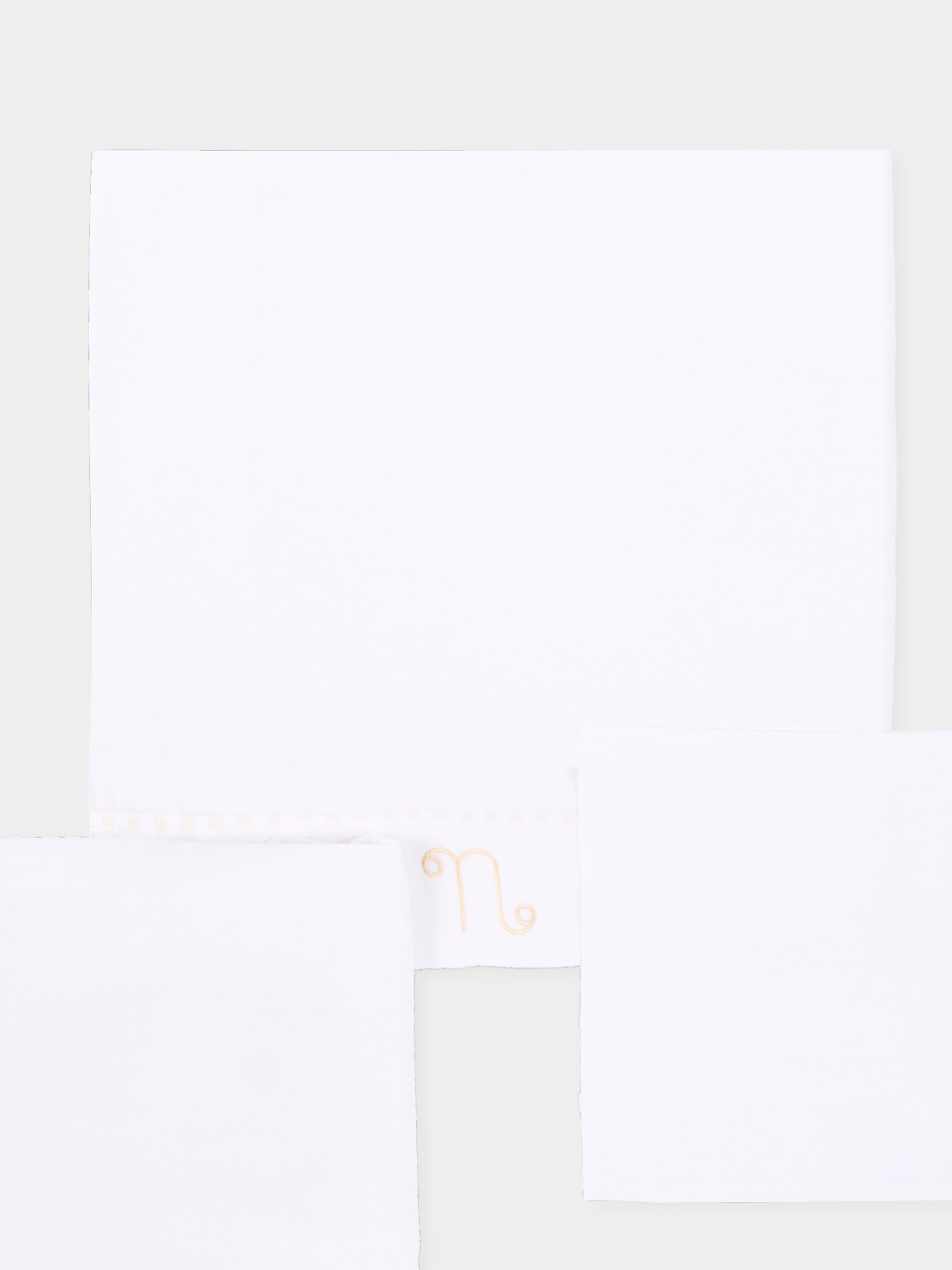 Lenzuola bianche per neonati con profili beige,Nanán,E26407BE