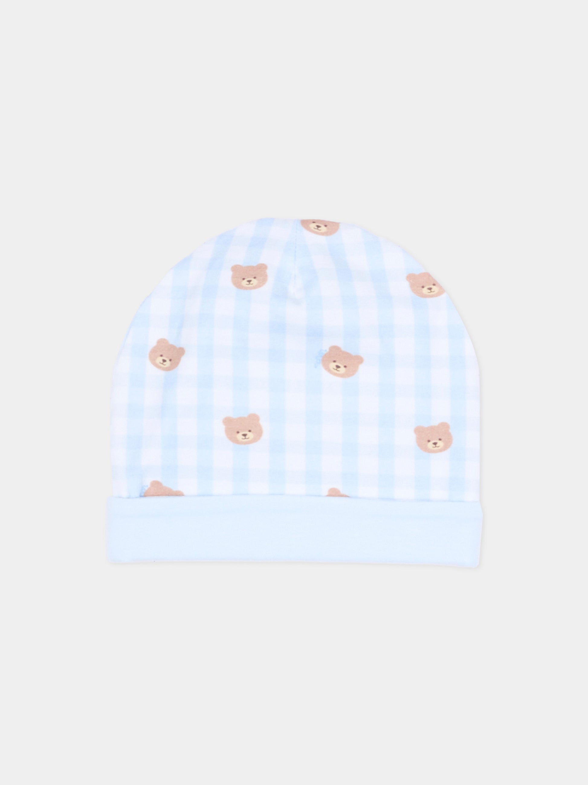 Cappello azzurro per neonato con teddy bear,Nanán,E26020A