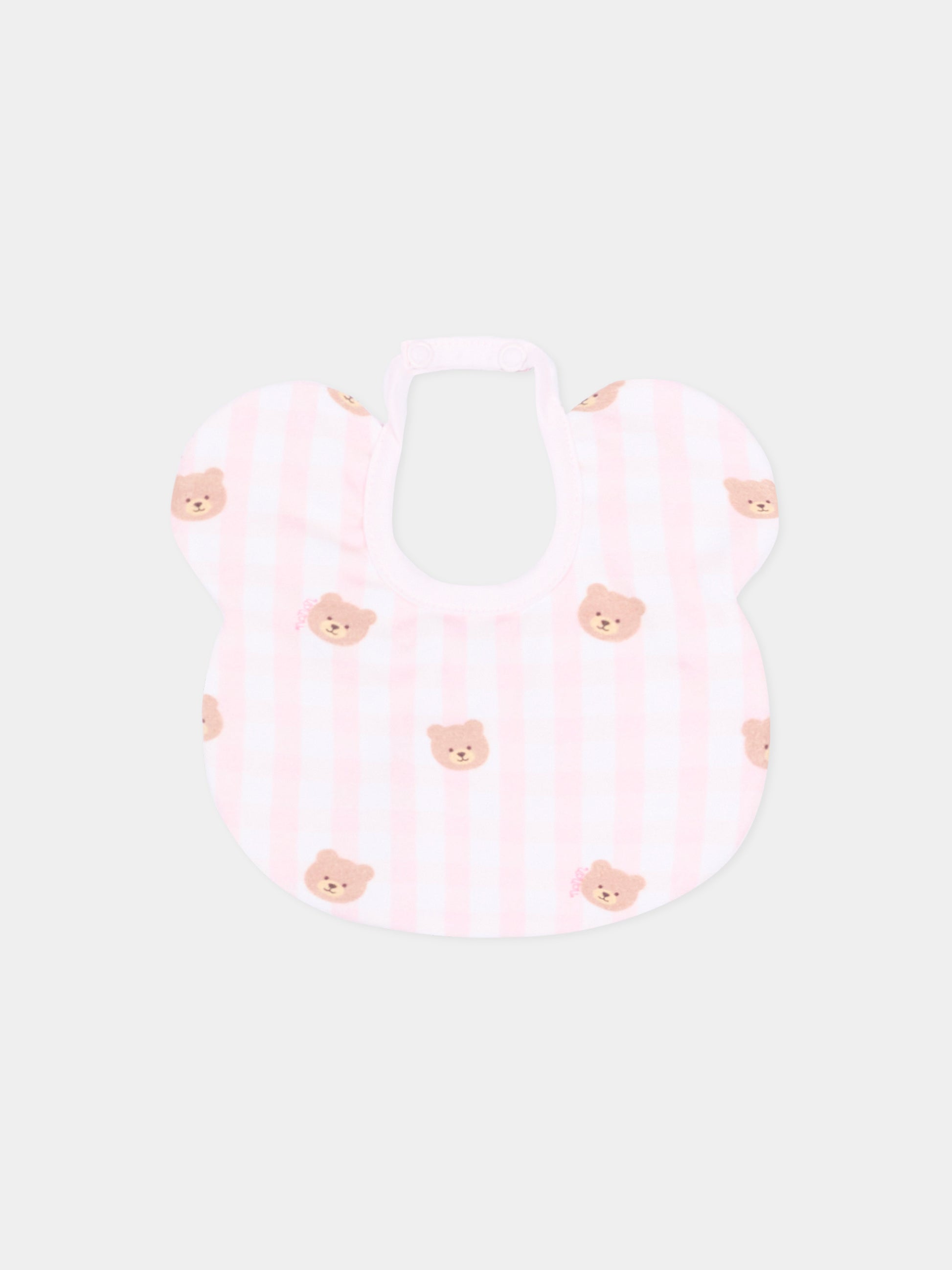 Bavaglino rosa per neonata con teddy bear,Nanán,E26021R