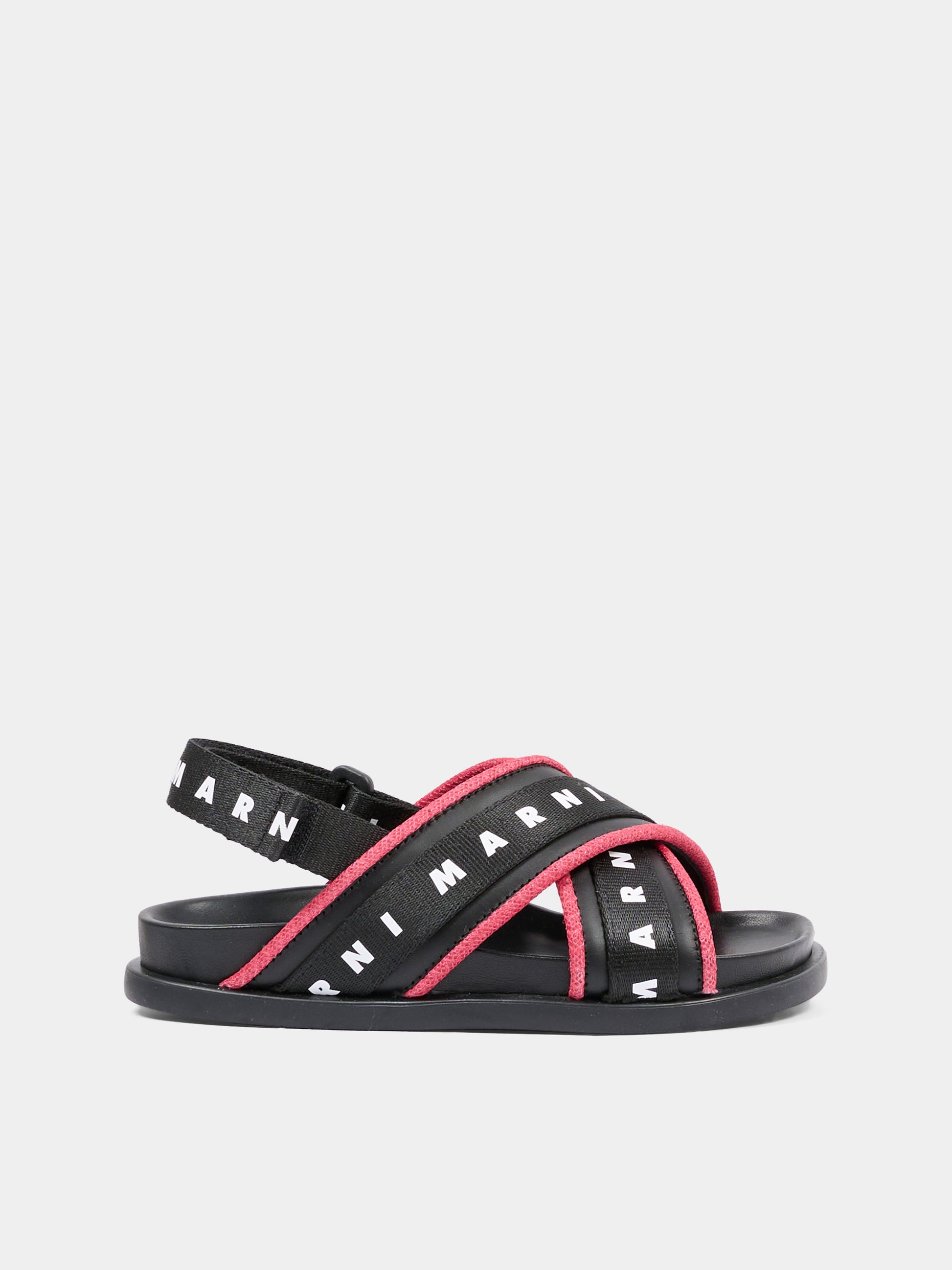 Sandali neri per bambina con logo,Marni Kids,82318 - VAR1