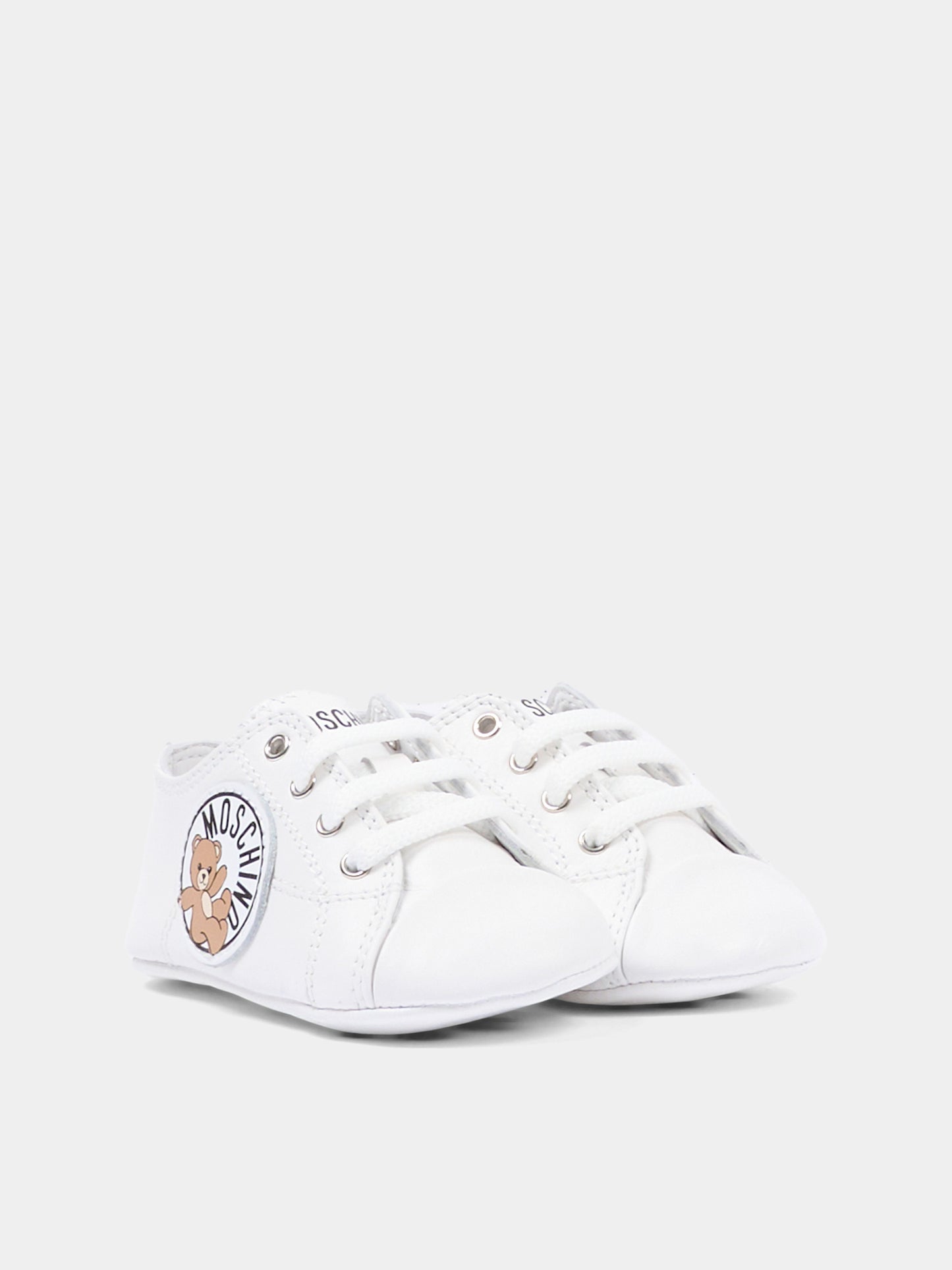 Sneakers basse bianche per neonati con logo,Moschino Kids,82894 - VAR3