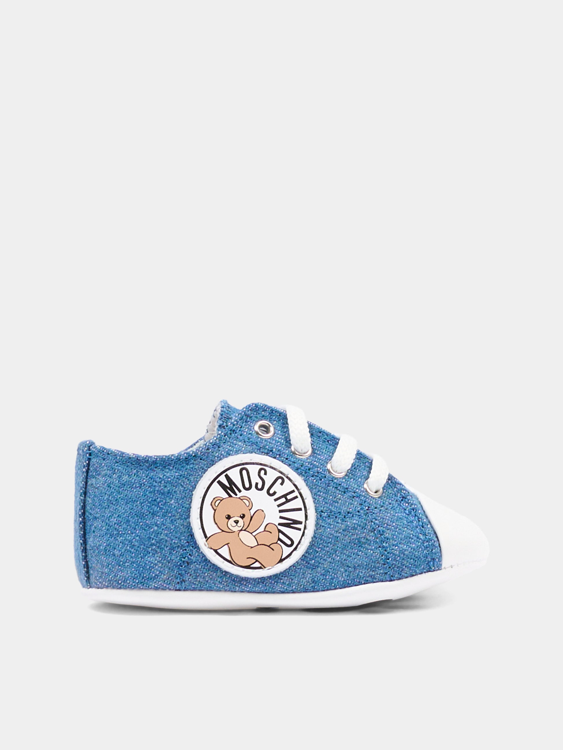 Sneakers basse blu per neonato con logo,Moschino Kids,82893 - VAR1