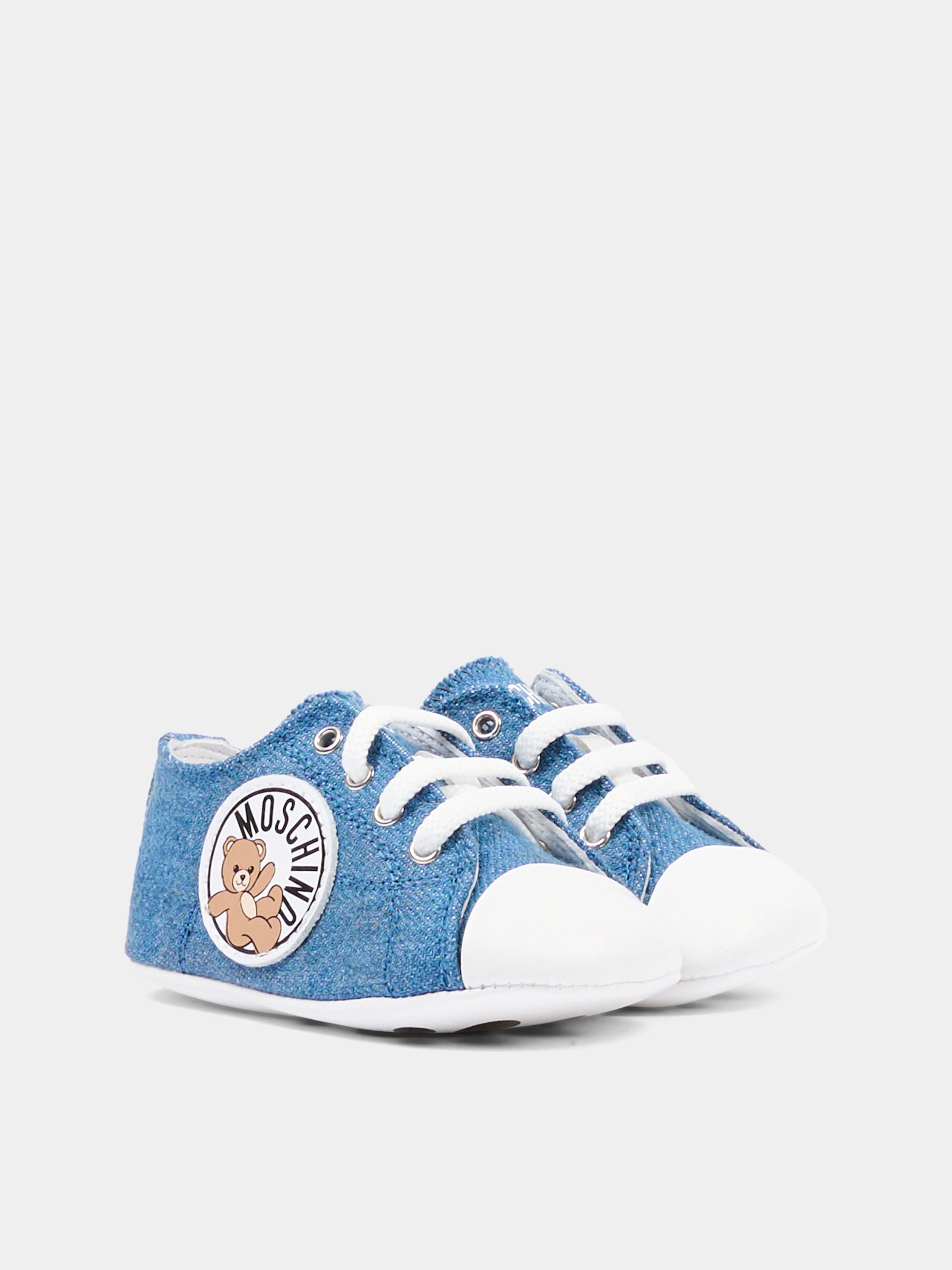 Sneakers basse blu per neonato con logo,Moschino Kids,82893 - VAR1
