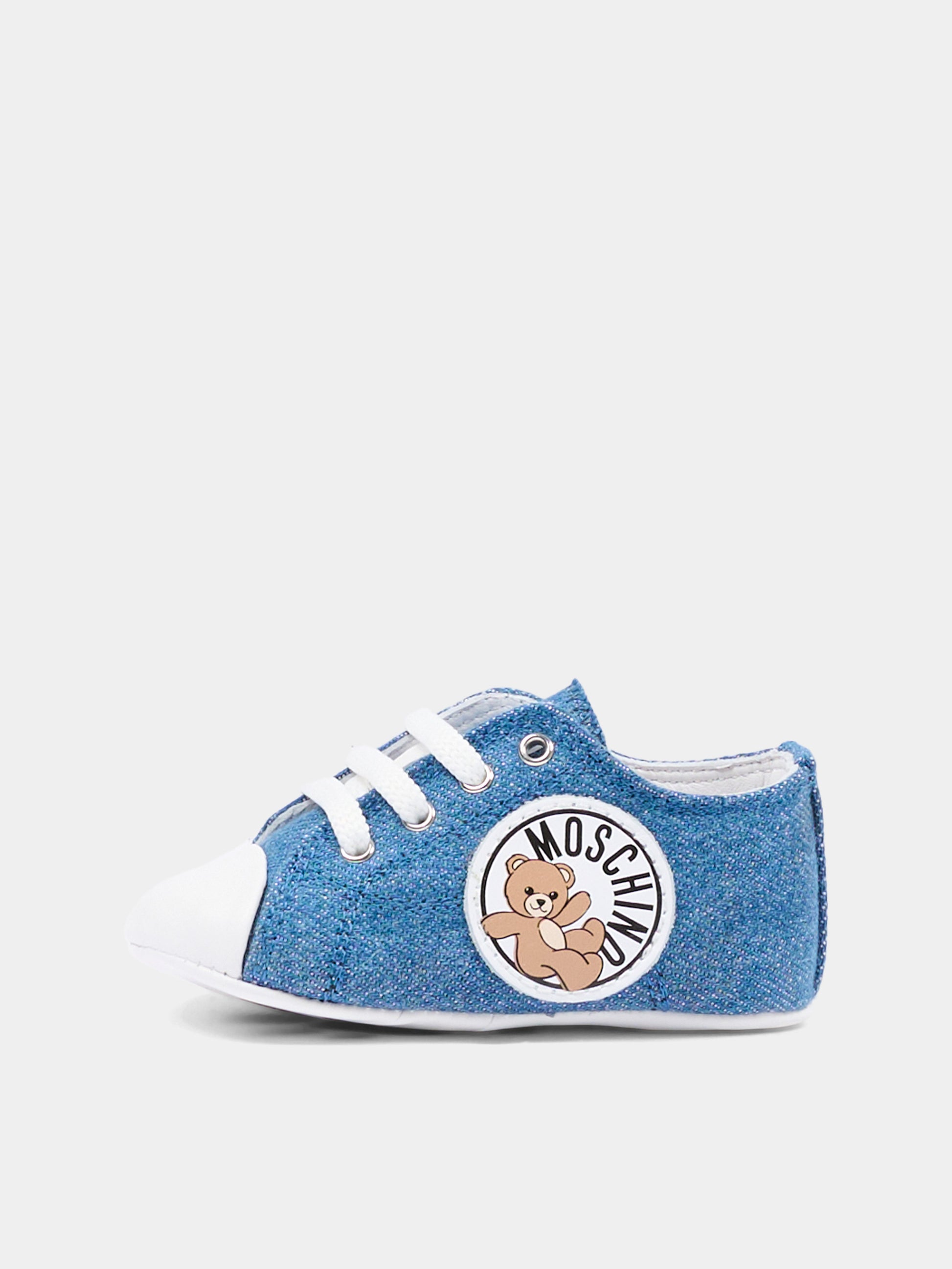 Sneakers basse blu per neonato con logo,Moschino Kids,82893 - VAR1
