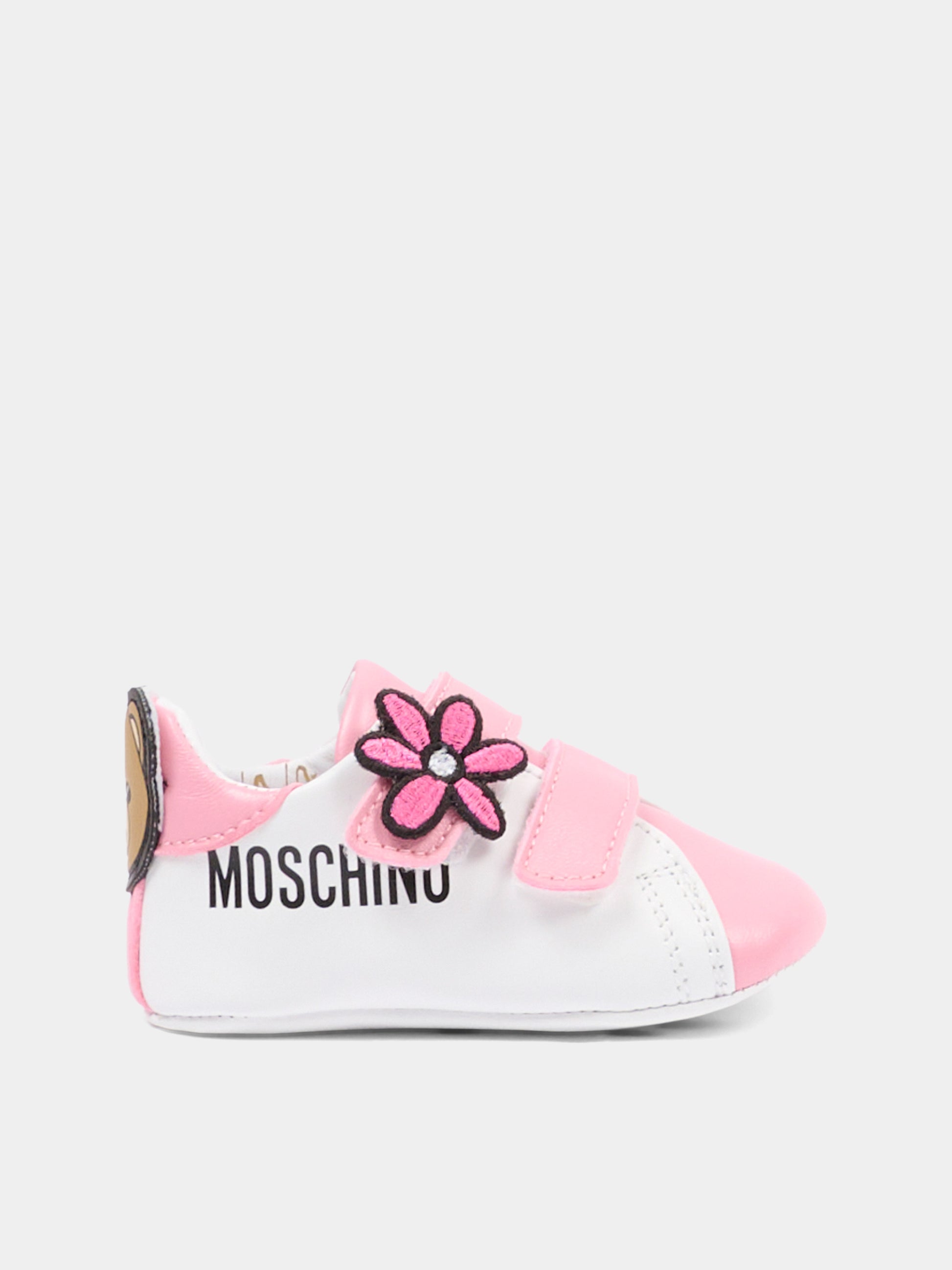 Sneakers basse rosa per neonata con logo,Moschino Kids,82897 - VAR1