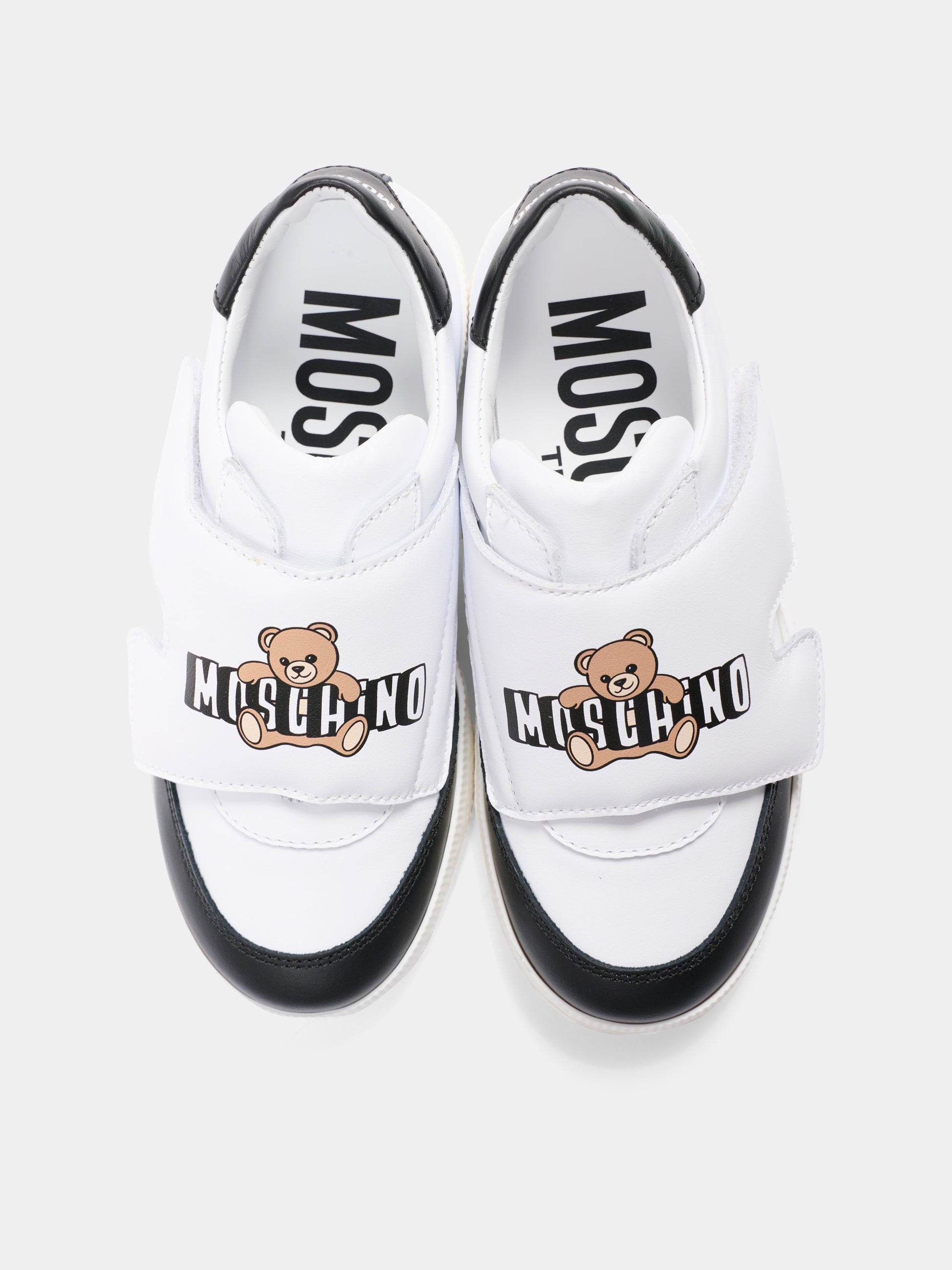 Sneakers basse bianche per bambino,Moschino Kids,83057 - VAR1