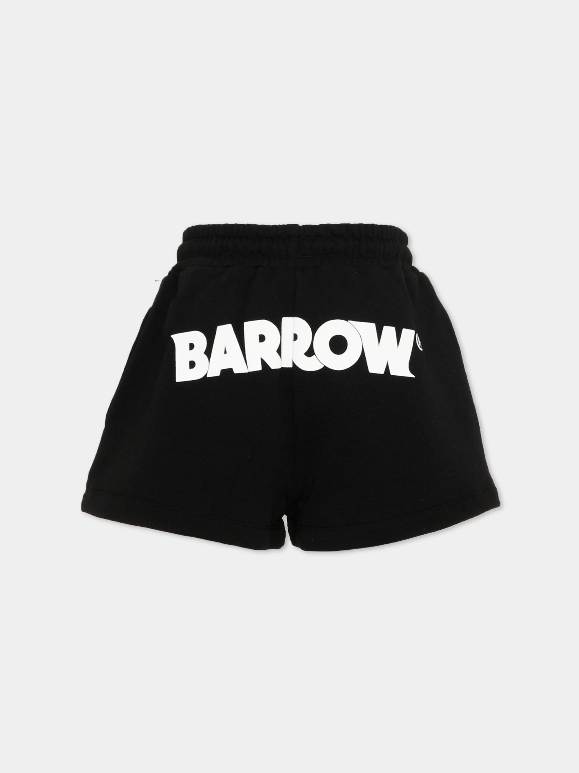 Shorts sportivi neri per bambina logo,Barrow,S6BKJGSH013 110