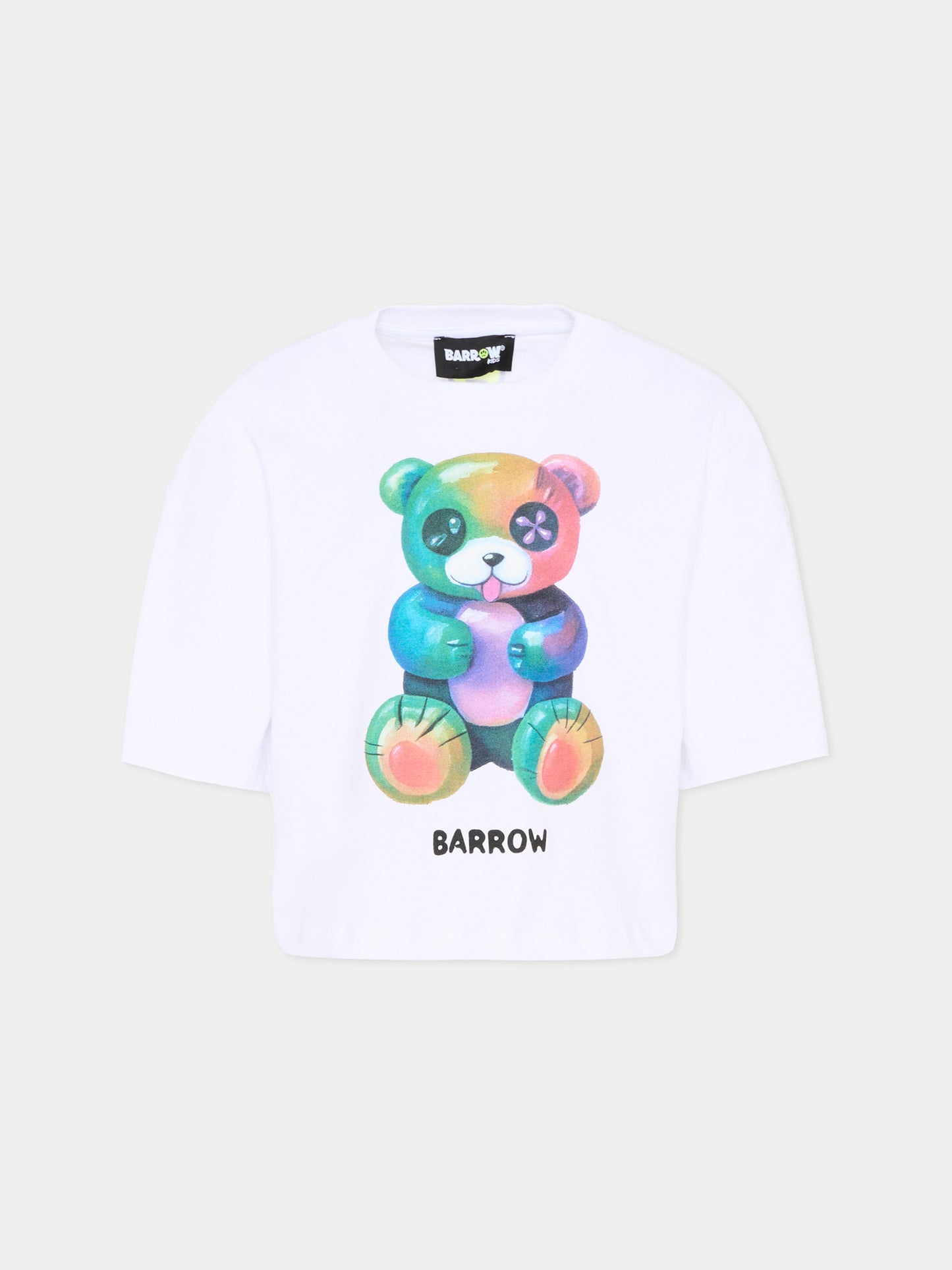 T-Shirt bianca per bambina con orsetto,Barrow,S6BKJGTH137 002
