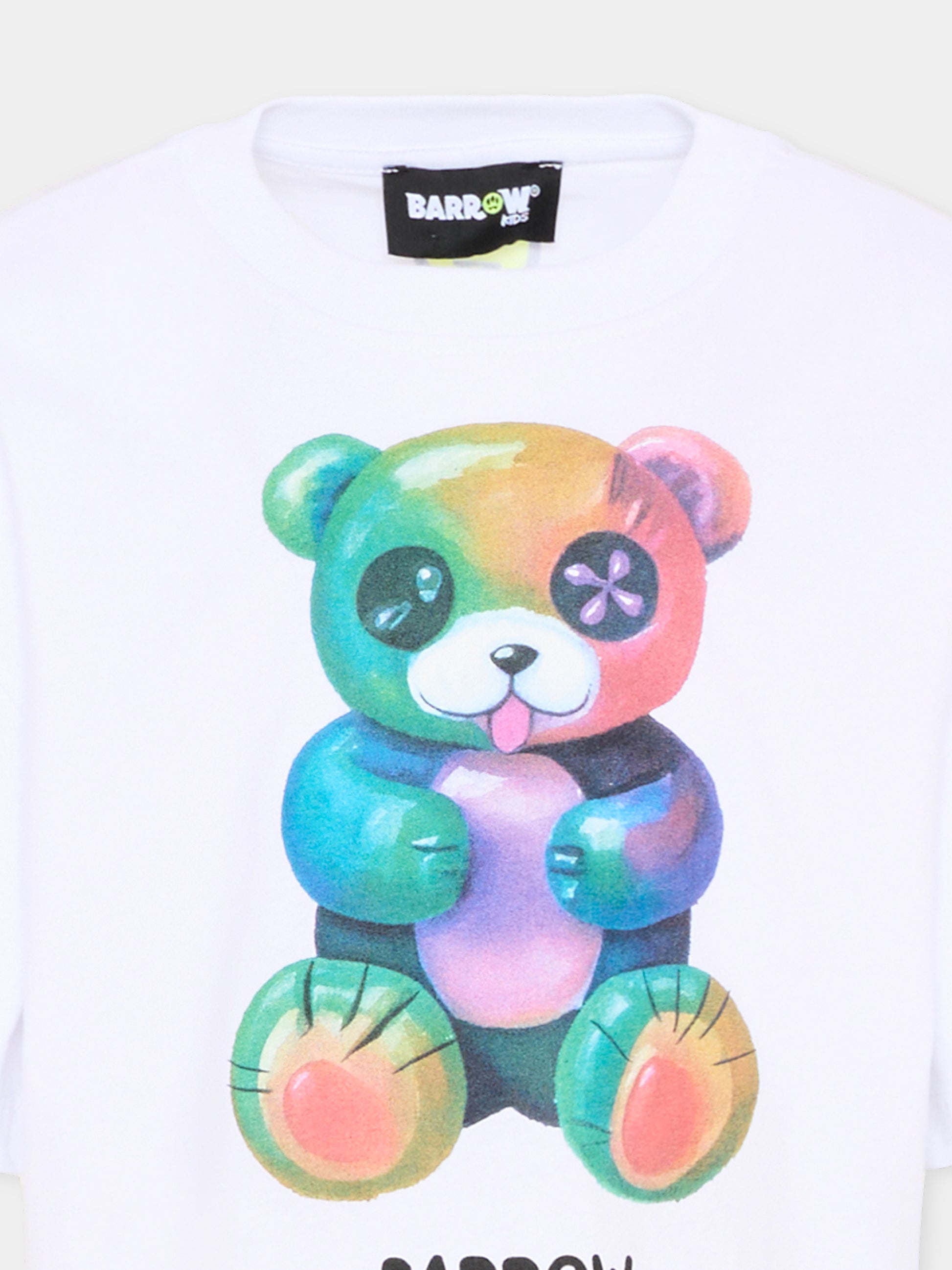 T-Shirt bianca per bambina con orsetto,Barrow,S6BKJGTH137 002