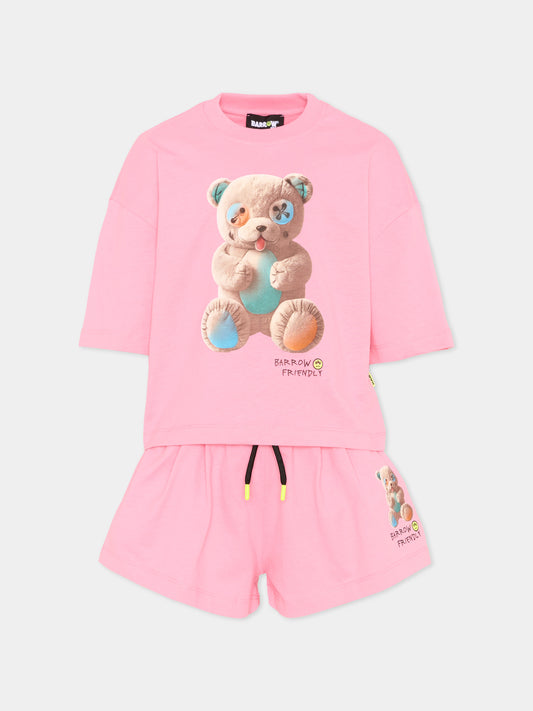 Completo sportivo rosa per bambina con orsetto,Barrow,S6BKJGTR033 BW311