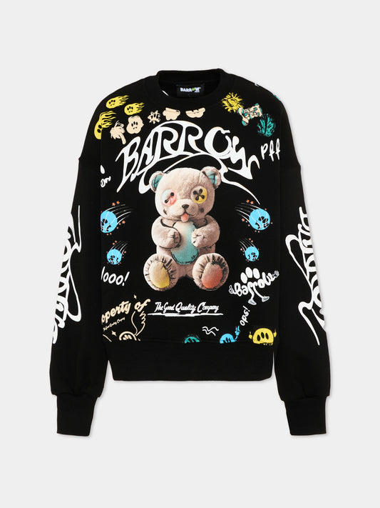 Felpa nera Barrow per bambini stampa orsetto,Barrow,S6BKJUSW078 110