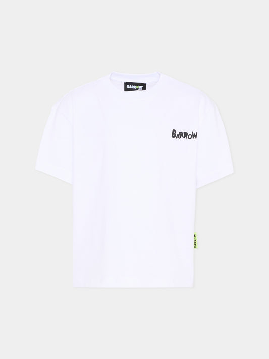T-Shirt bianca per bambini con logo,Barrow,S6BKJUTH008 002