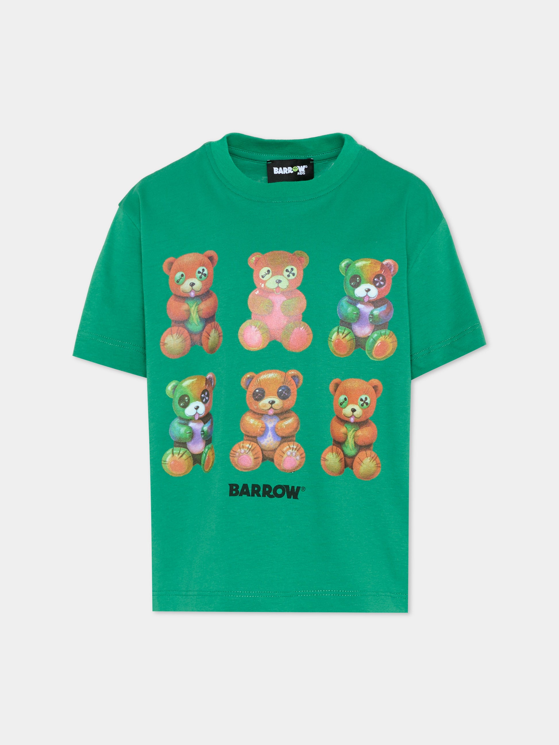 T-Shirt verde per bambini con orsetti,Barrow,S6BKJUTH093 080