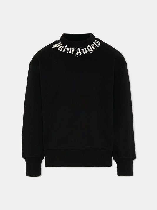 Felpa nera per bambini con logo,Palm Angels,PBBA012S26FLE004 110