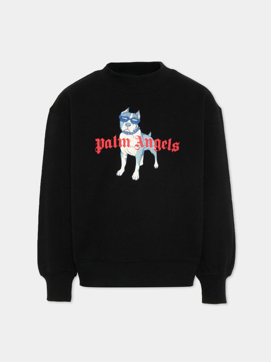 Felpa nera per bambino con cane,Palm Angels,PBBA012S26FLE009 110