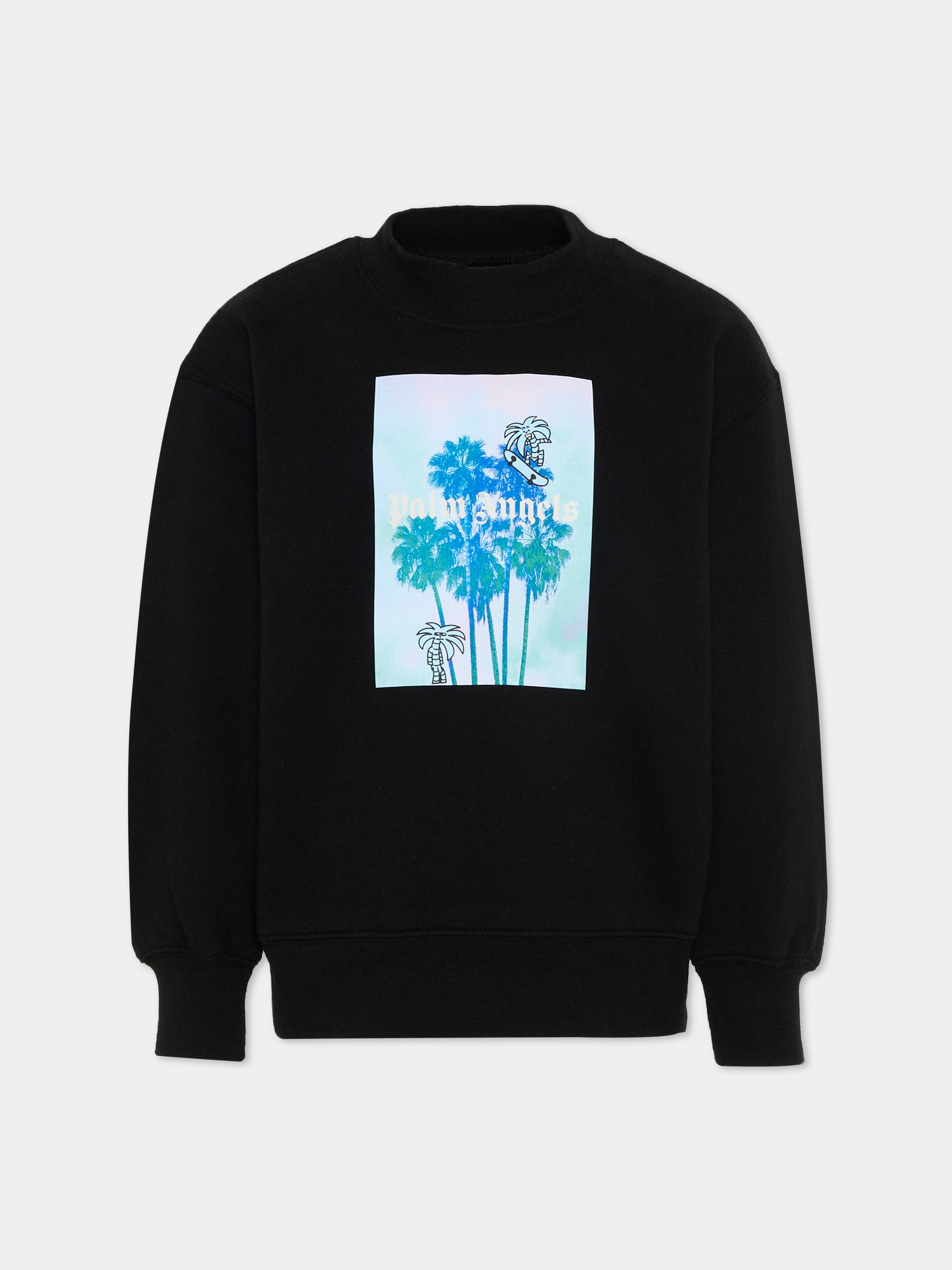 Felpa nera Palm Angels per bambini,Palm Angels,PBBA012S26FLE00A 110