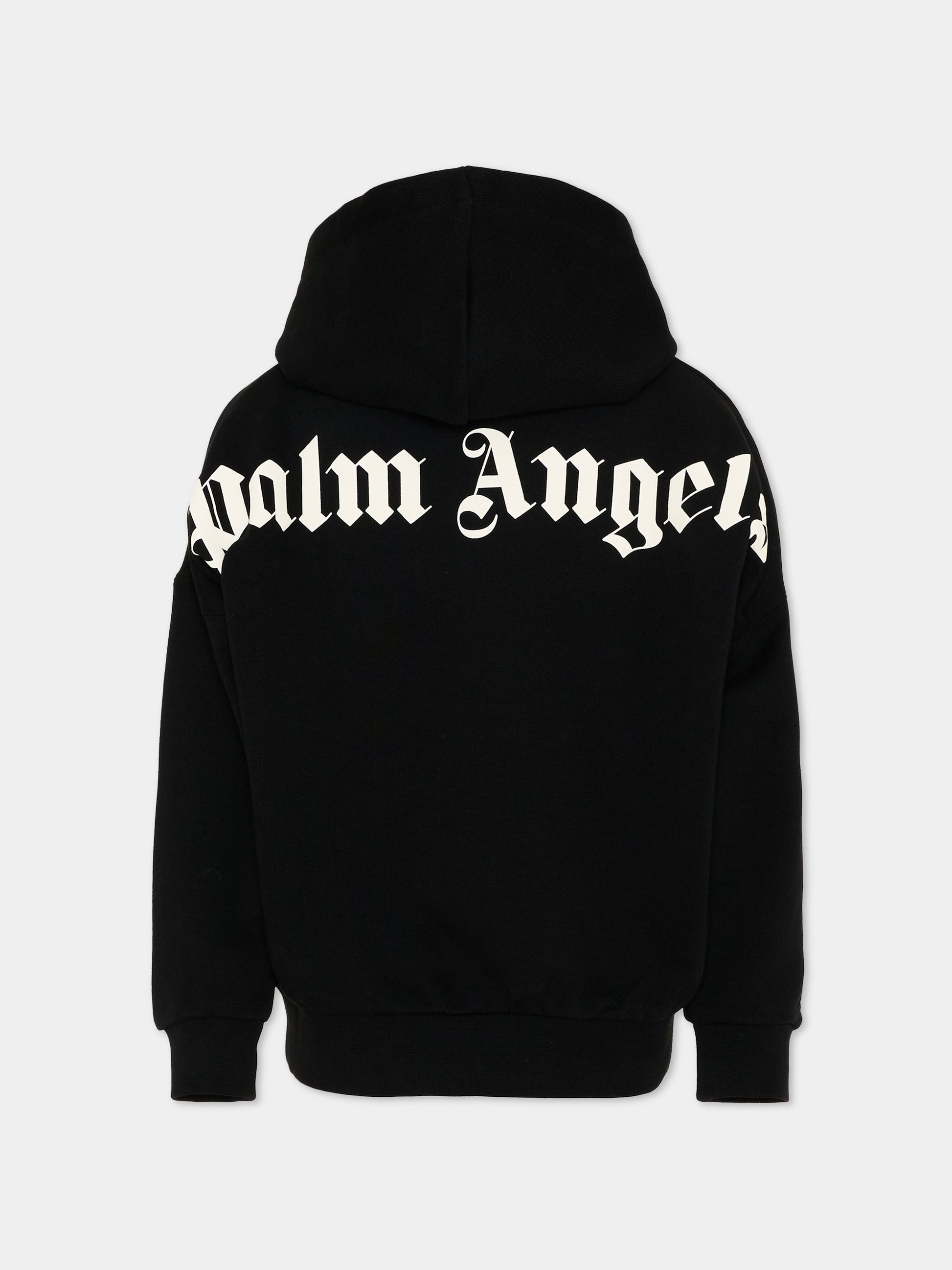 Felpa nera per bambini con logo,Palm Angels,PBBB011S26FLE001 110