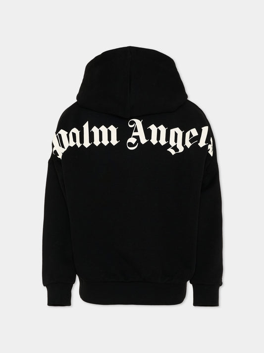 Felpa nera per bambini con logo,Palm Angels,PBBB011S26FLE001 110