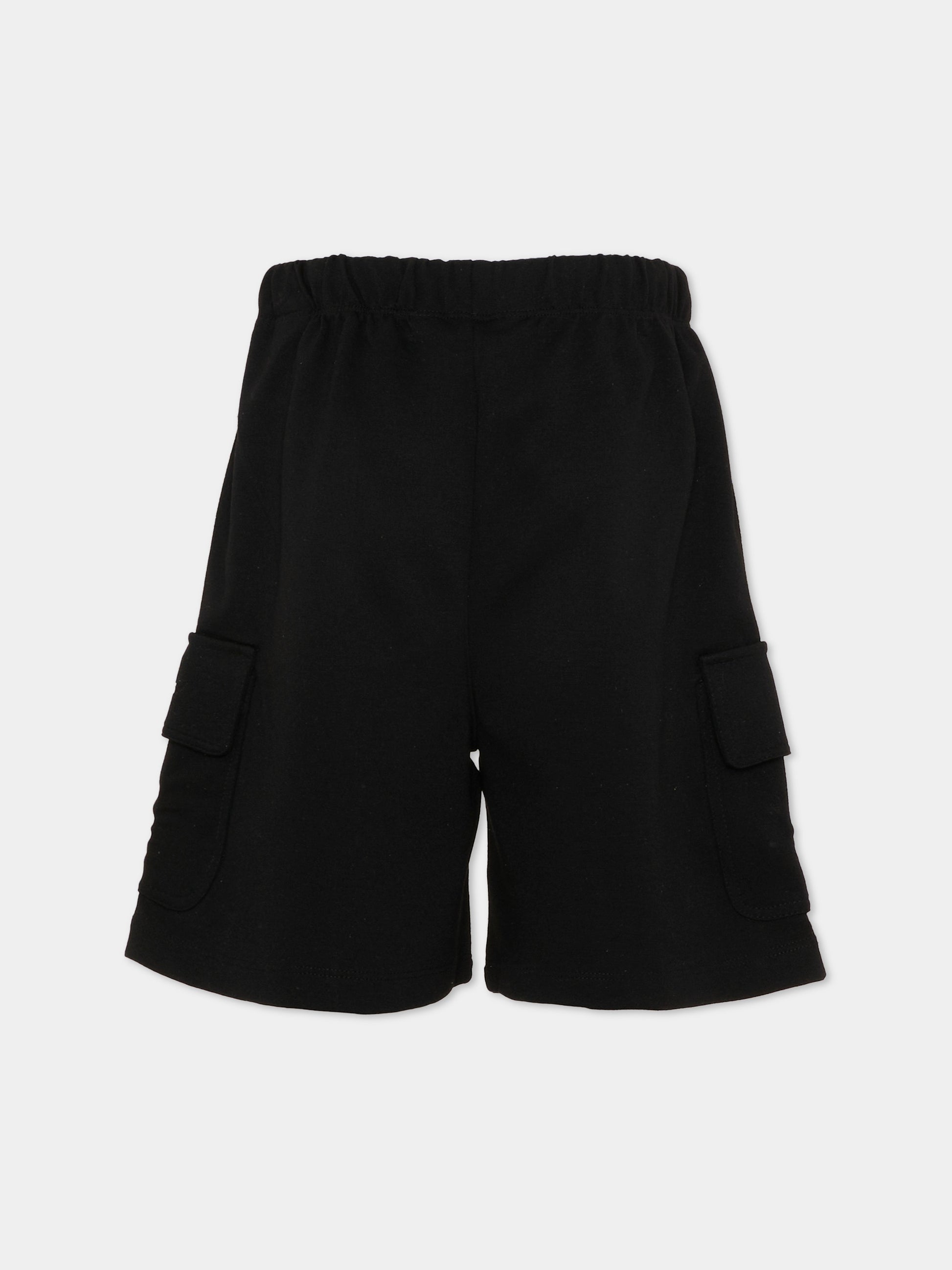 Shorts sportivi neri per bambino con bande,Palm Angels,PBCL004S26FLE001 110
