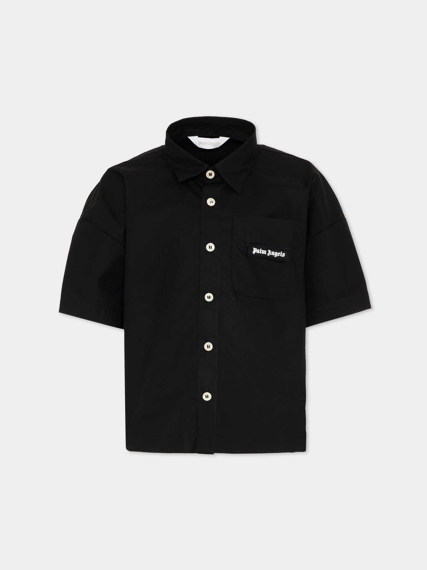 Camicia nera per bambino con logo,Palm Angels,PBGG003S26FAB001 110