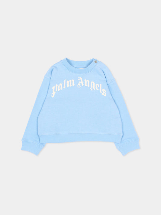 Felpa celeste per neonato con logo,Palm Angels,PBXC001S26FLE002 050