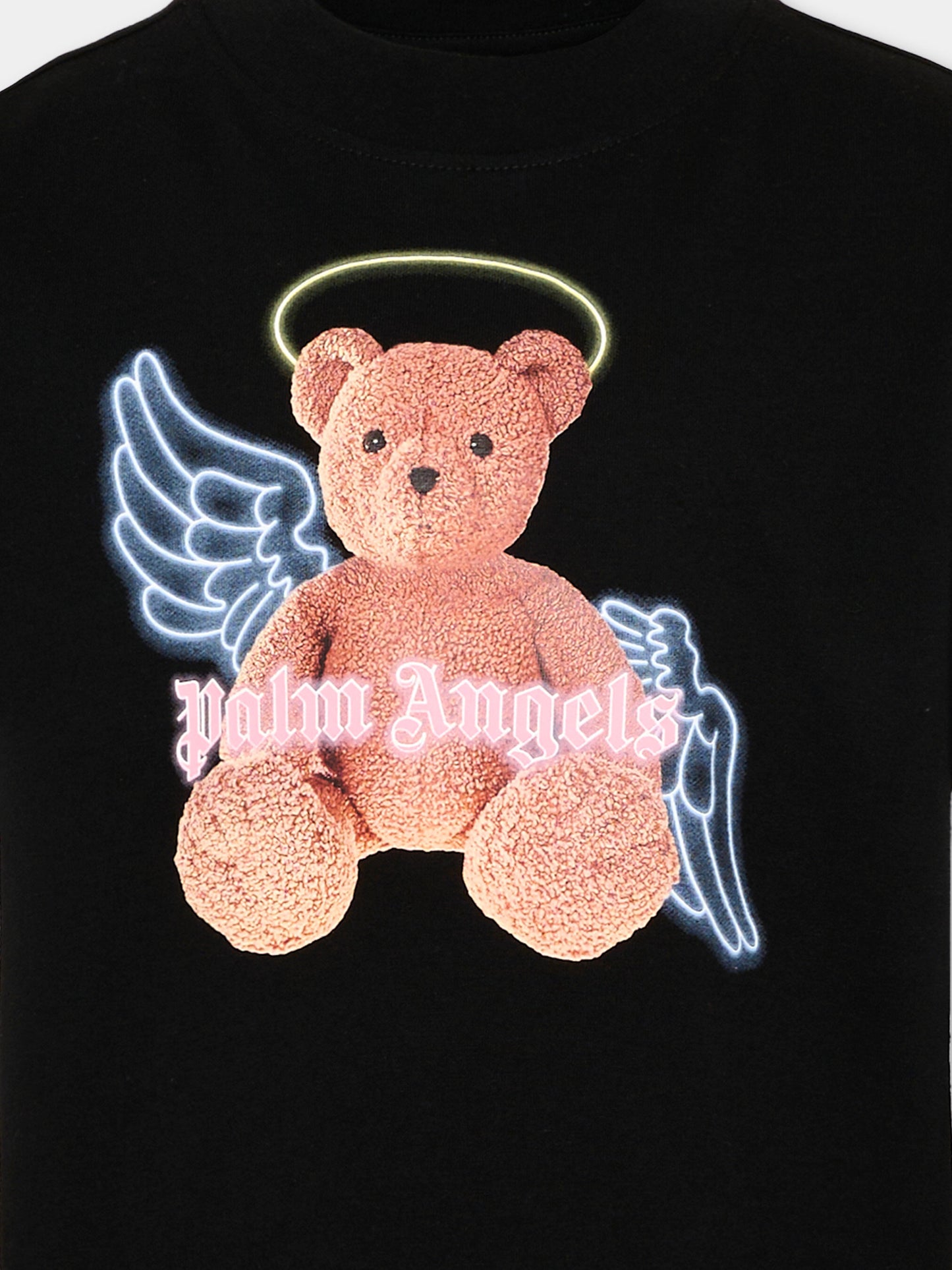 T-Shirt nera per bambina con Teddy Bear,Palm Angels,PGAA002S26JER001 110