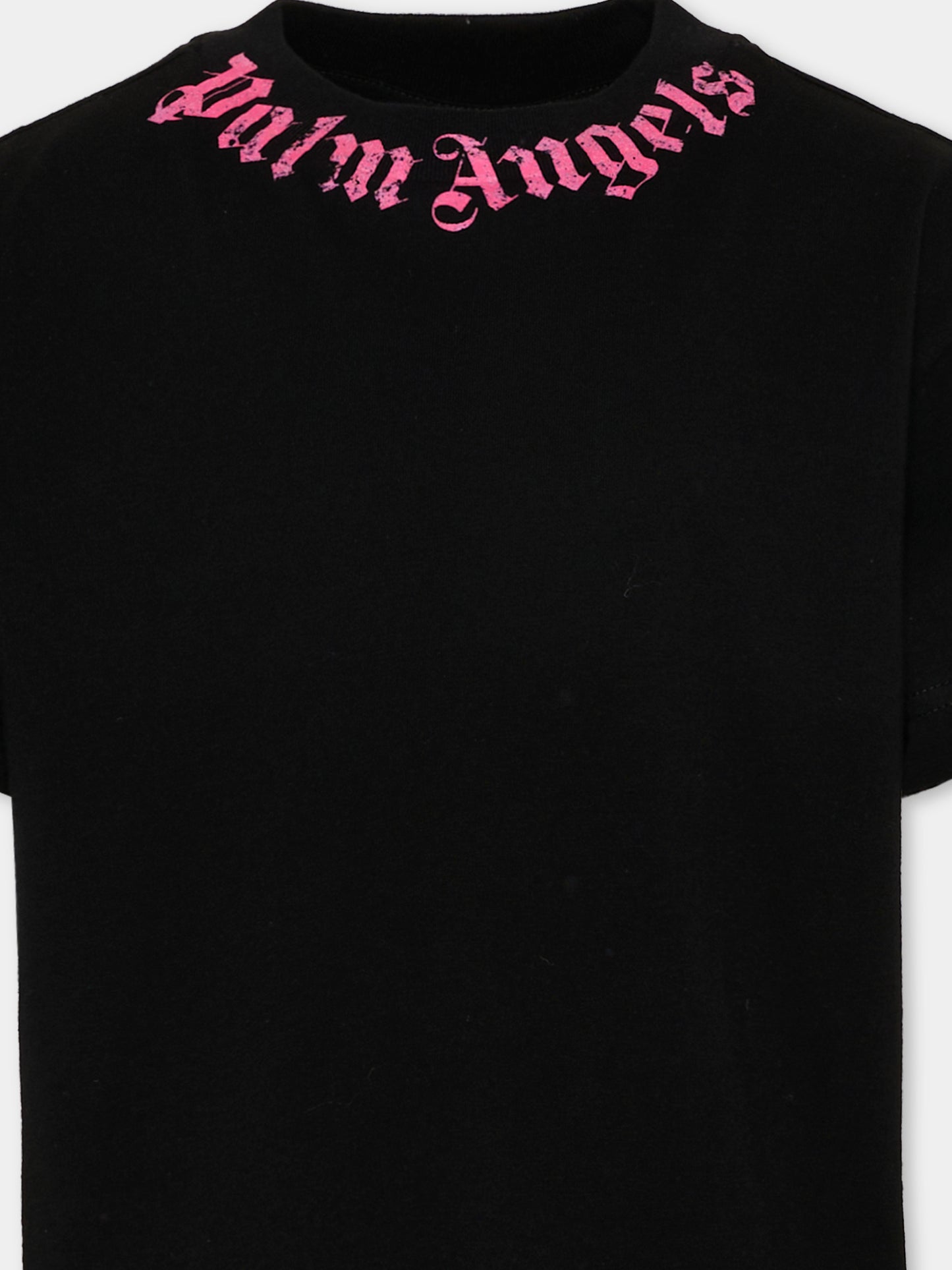 T-Shirt nera per bambina con logo,Palm Angels,PGAA002S26JER005 110