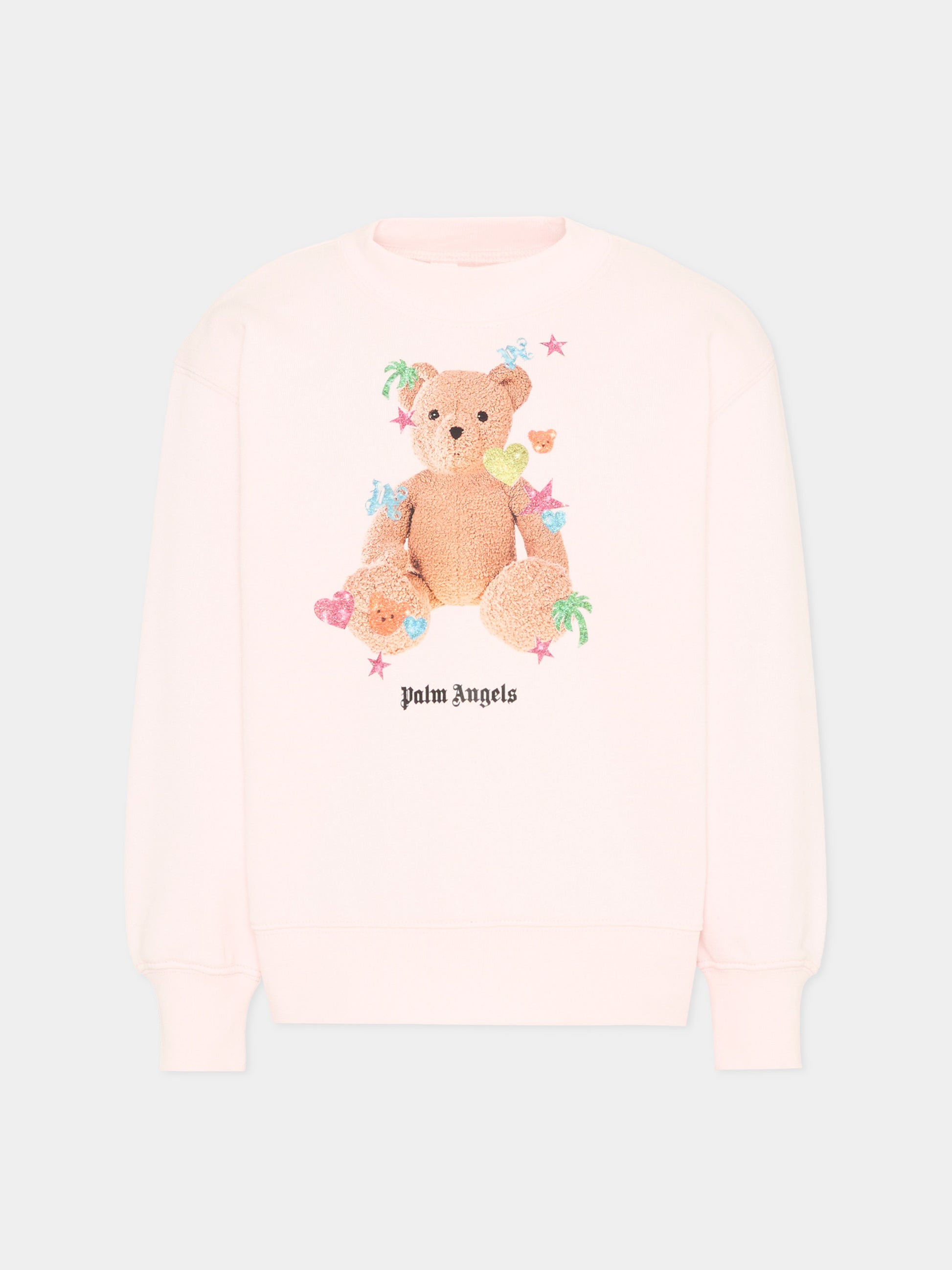 Felpa rosa per bambina con Teddy Bear,Palm Angels,PGBA013S26FLE005 042