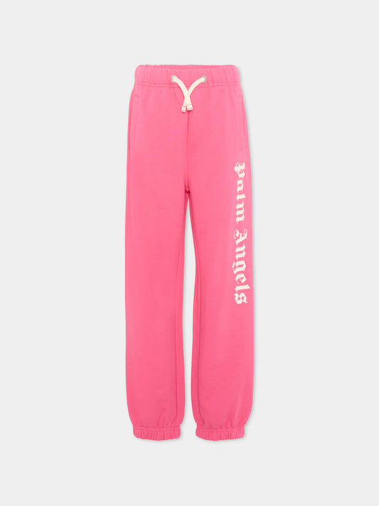 Pantaloni sportivi fucsia per bambina con logo,Palm Angels,PGCH008S26FLE001 044