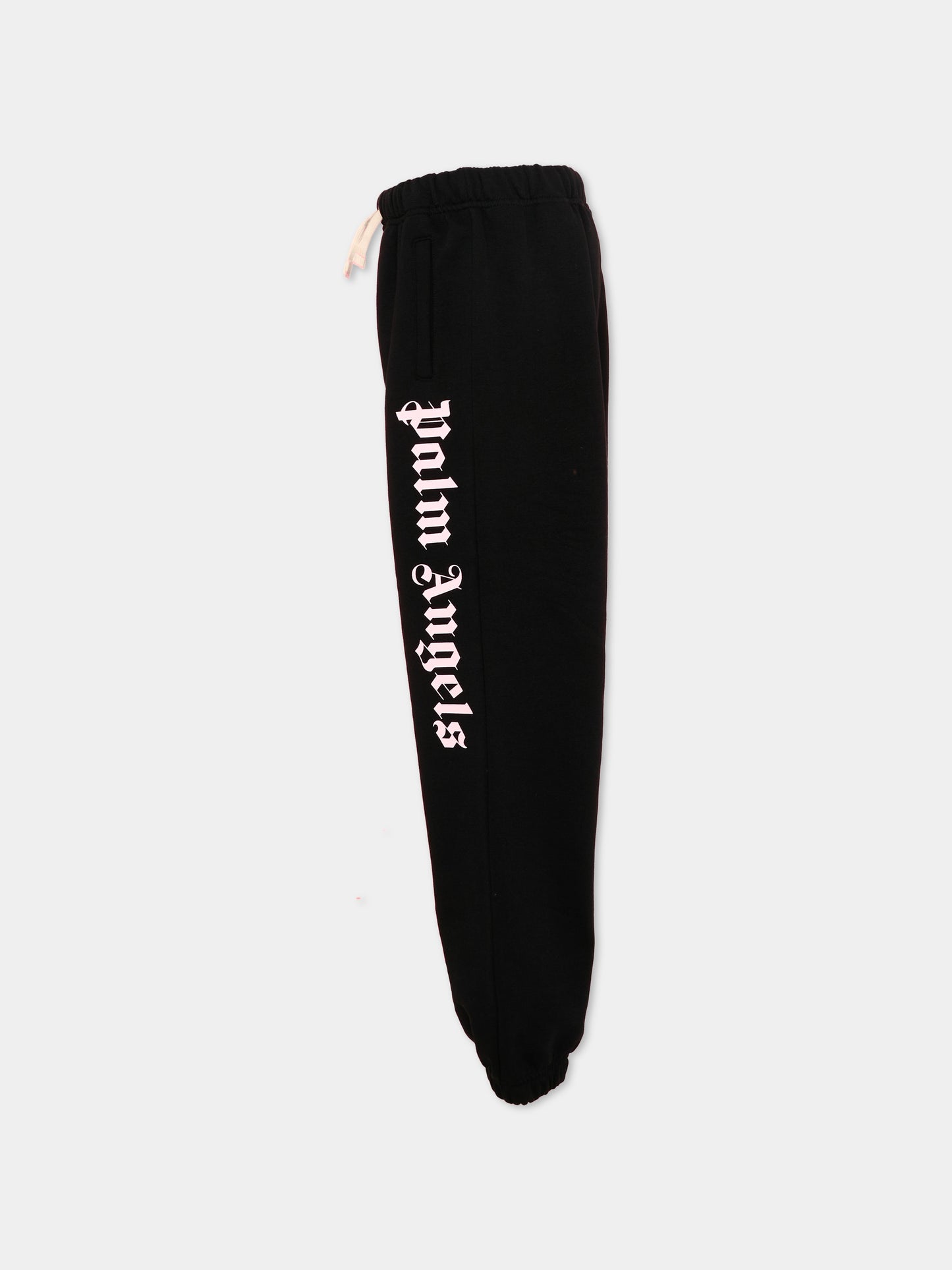 Pantaloni sportivi neri per bambina con logo,Palm Angels,PGCH008S26FLE001 110