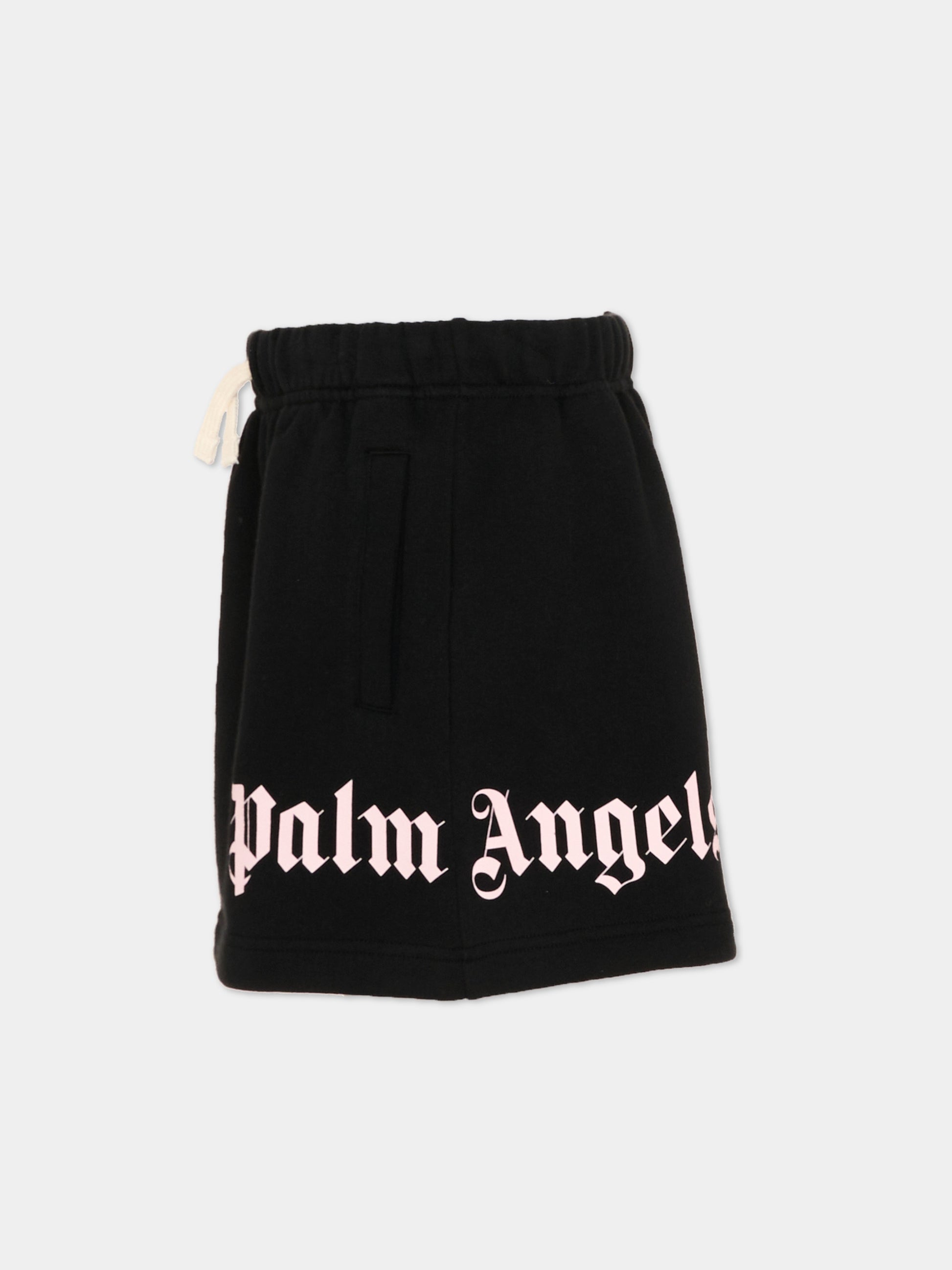 Gonna nera per bambina con logo,Palm Angels,PGCK001S26FLE001 110