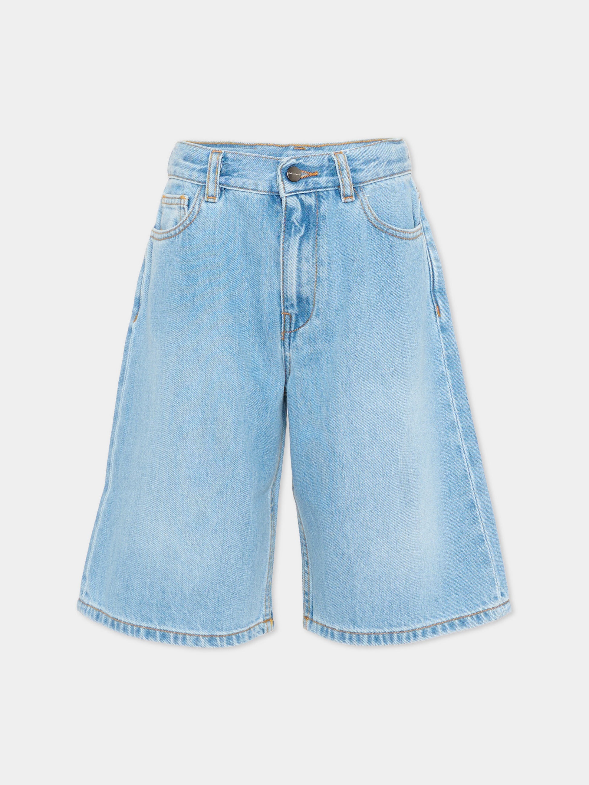 Shorts denim per bambini con logo,Palm Angels,PGYB004S26DEN001 050