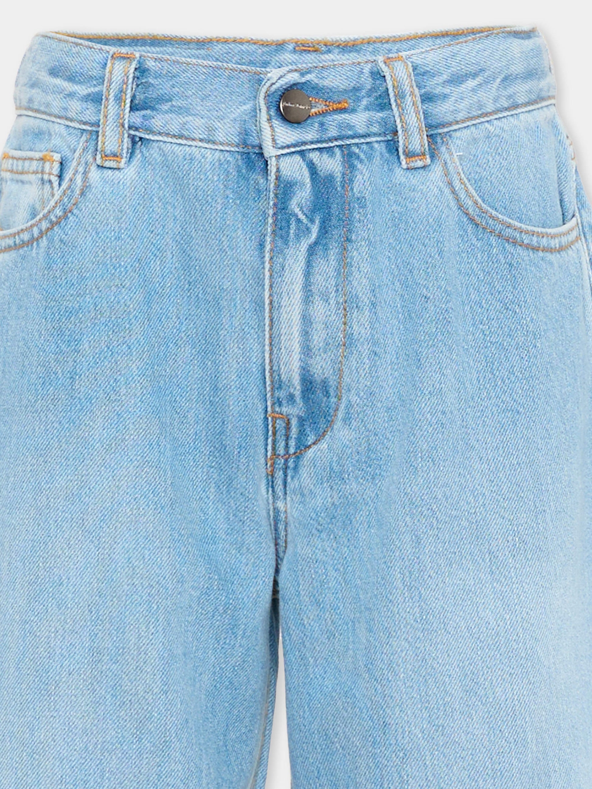 Shorts denim per bambini con logo,Palm Angels,PGYB004S26DEN001 050